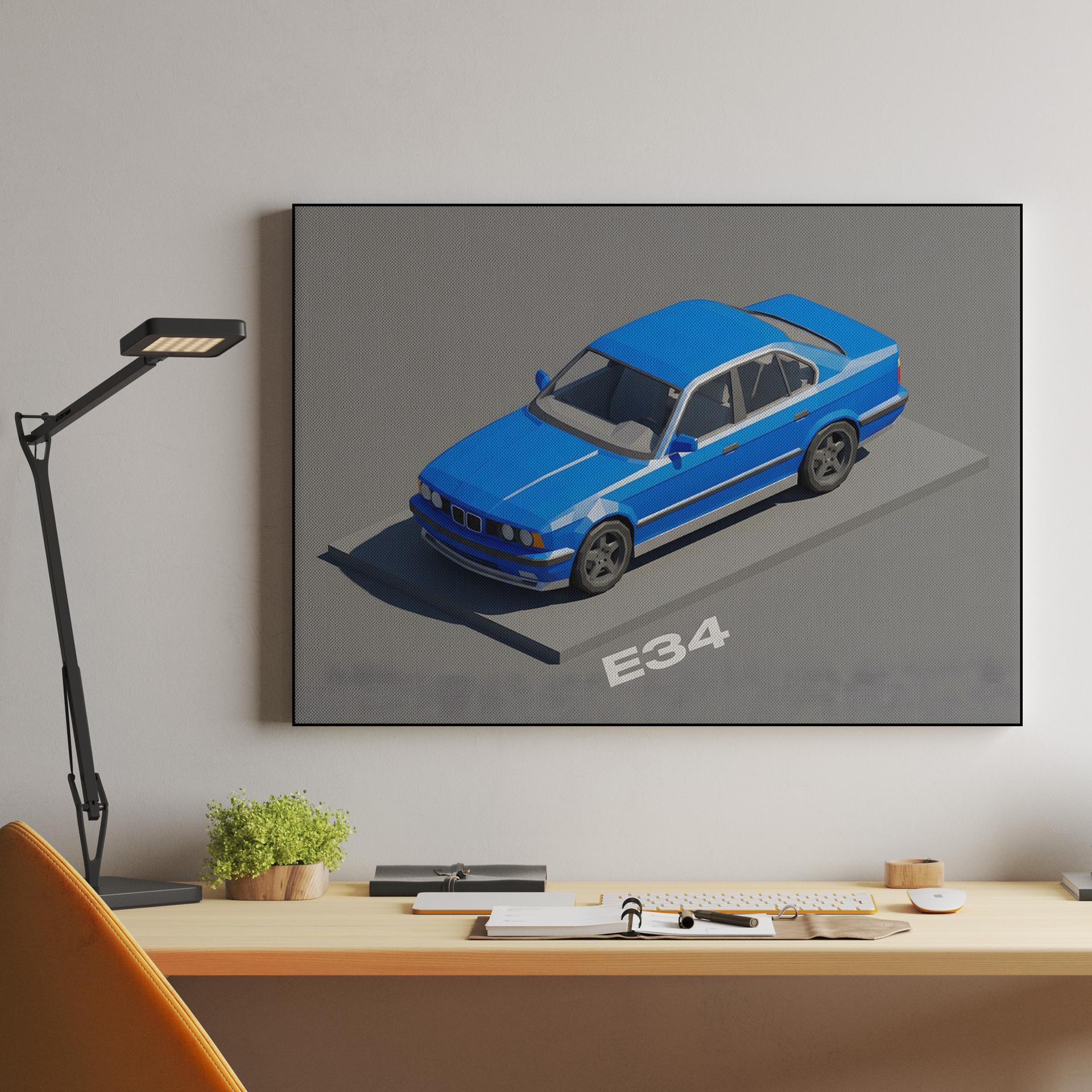 Blue E34: Low Poly Isometric Render