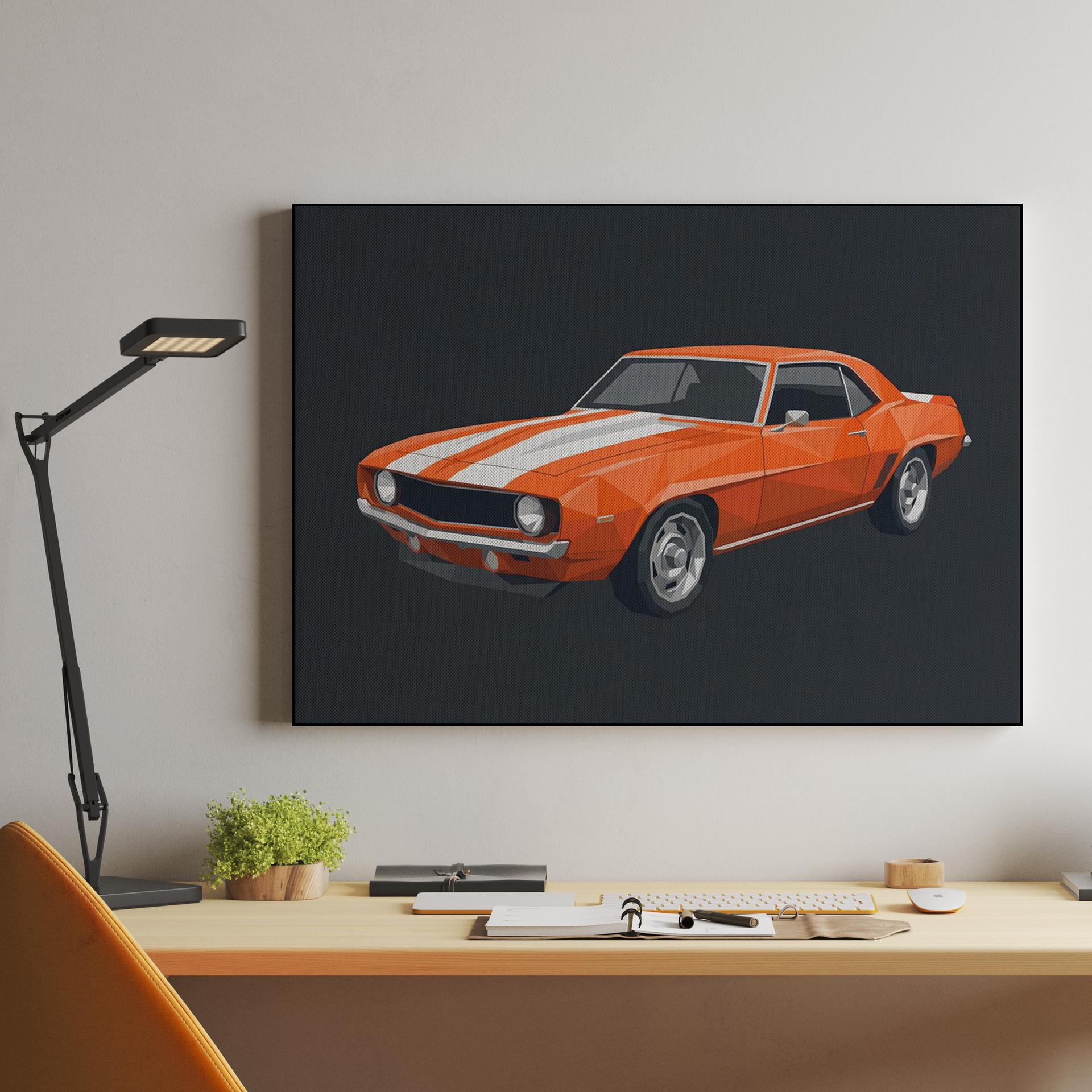 Camaro SS Low Poly: Geometric Orange Muscle