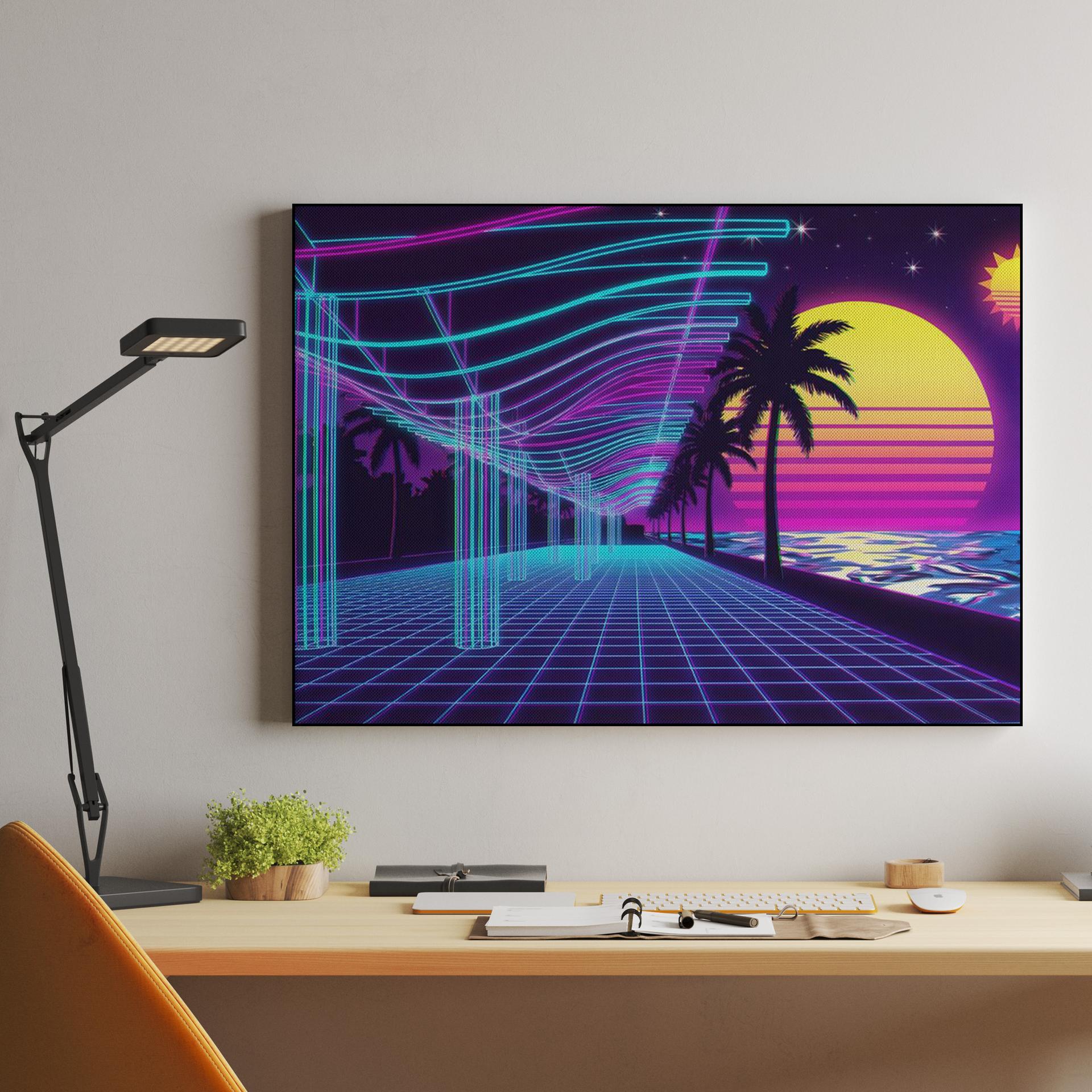 Neon Dream: Málaga Port Synthwave Sunset