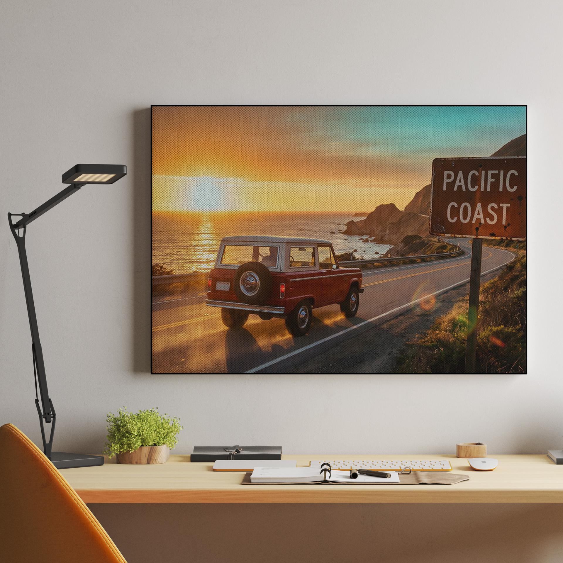 Golden Hour Bronco on the Pacific Coast