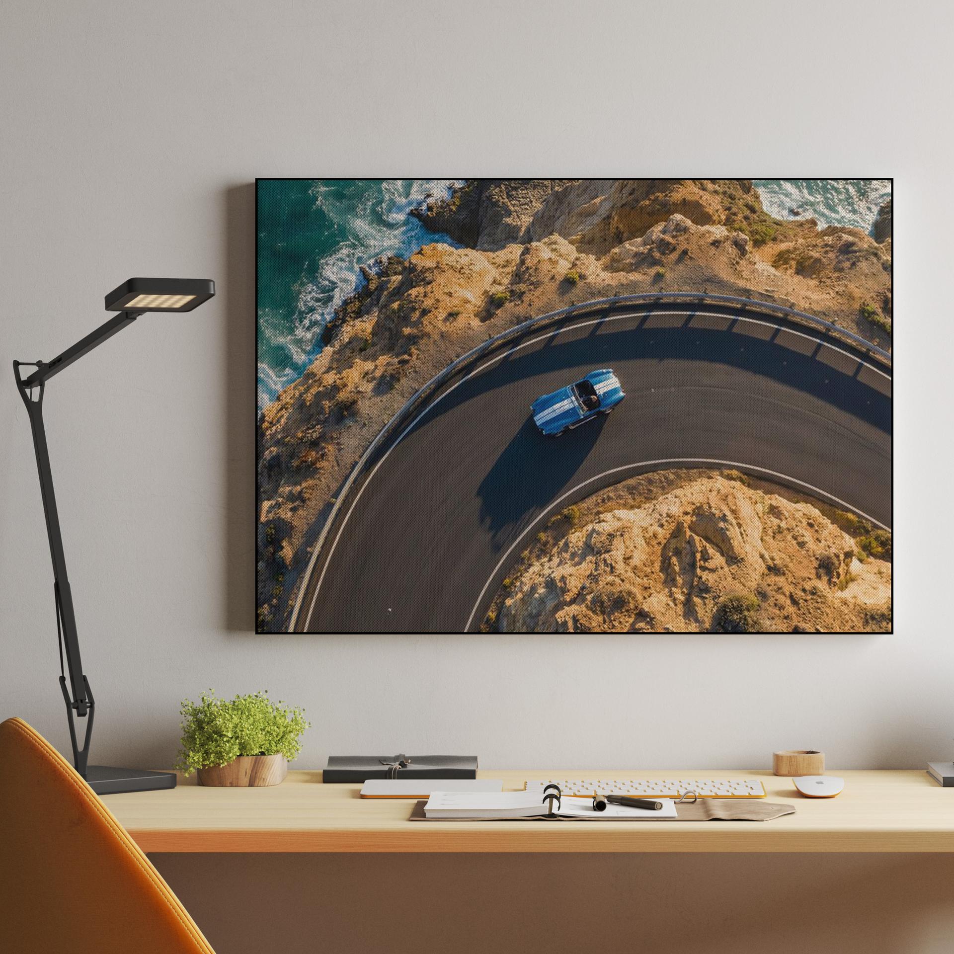 Coastal Curve: Shelby Cobra Aerial Pursuit