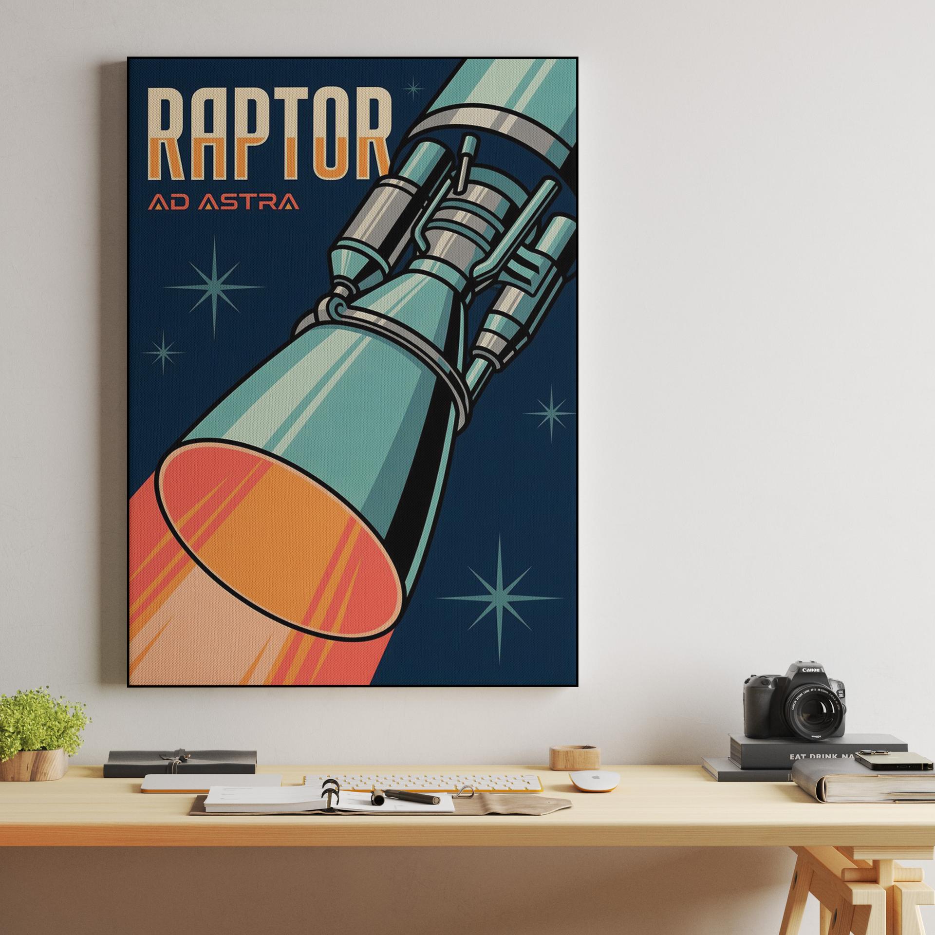 Ad Astra: Raptor Engine Retro Poster