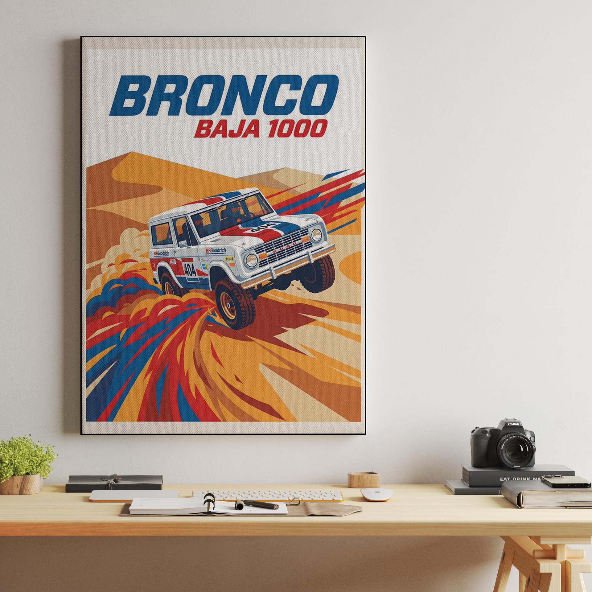 Ford Bronco Baja 1000 Desert Racing Poster