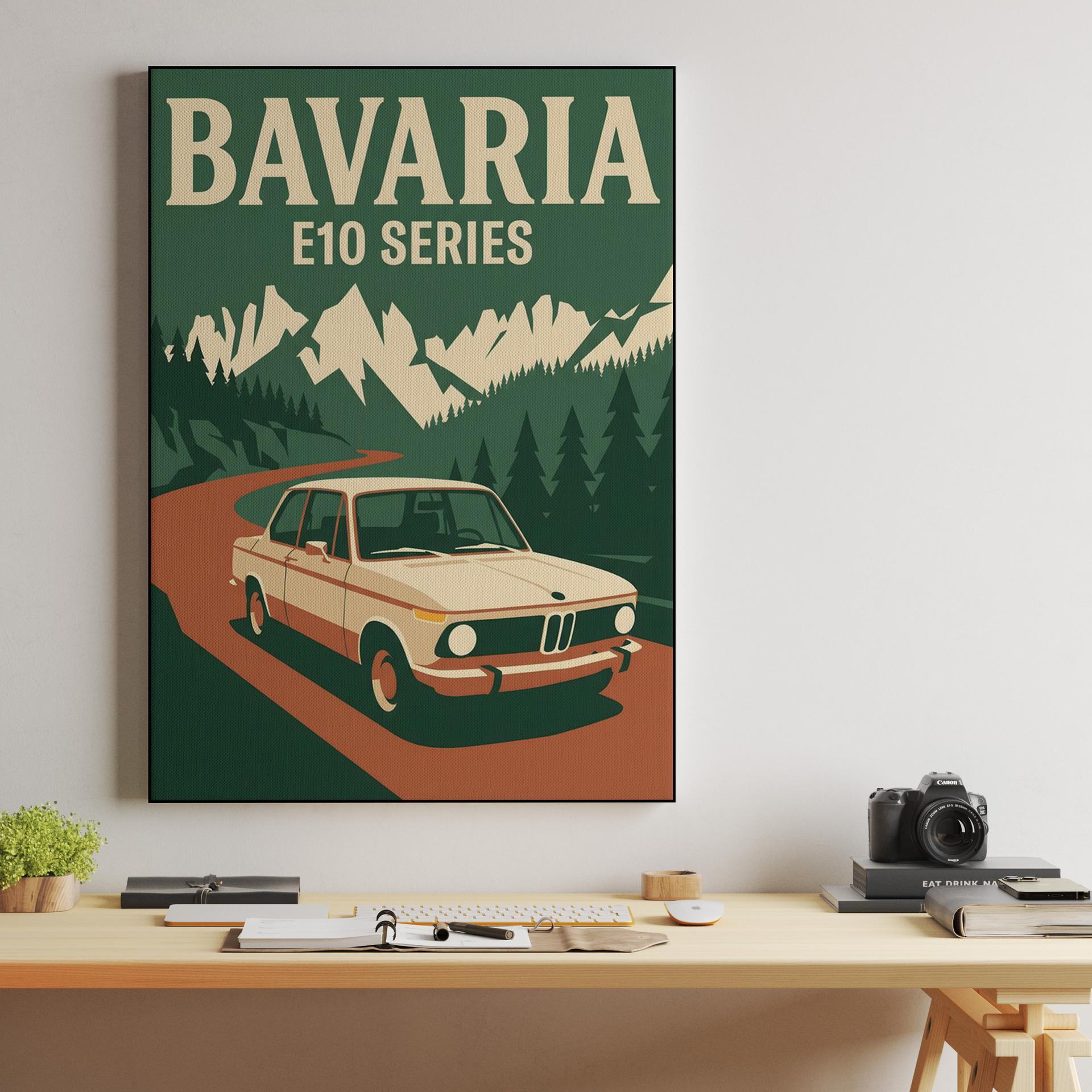 Bavaria E10 Series: Classic BMW 2002 Travel Poster