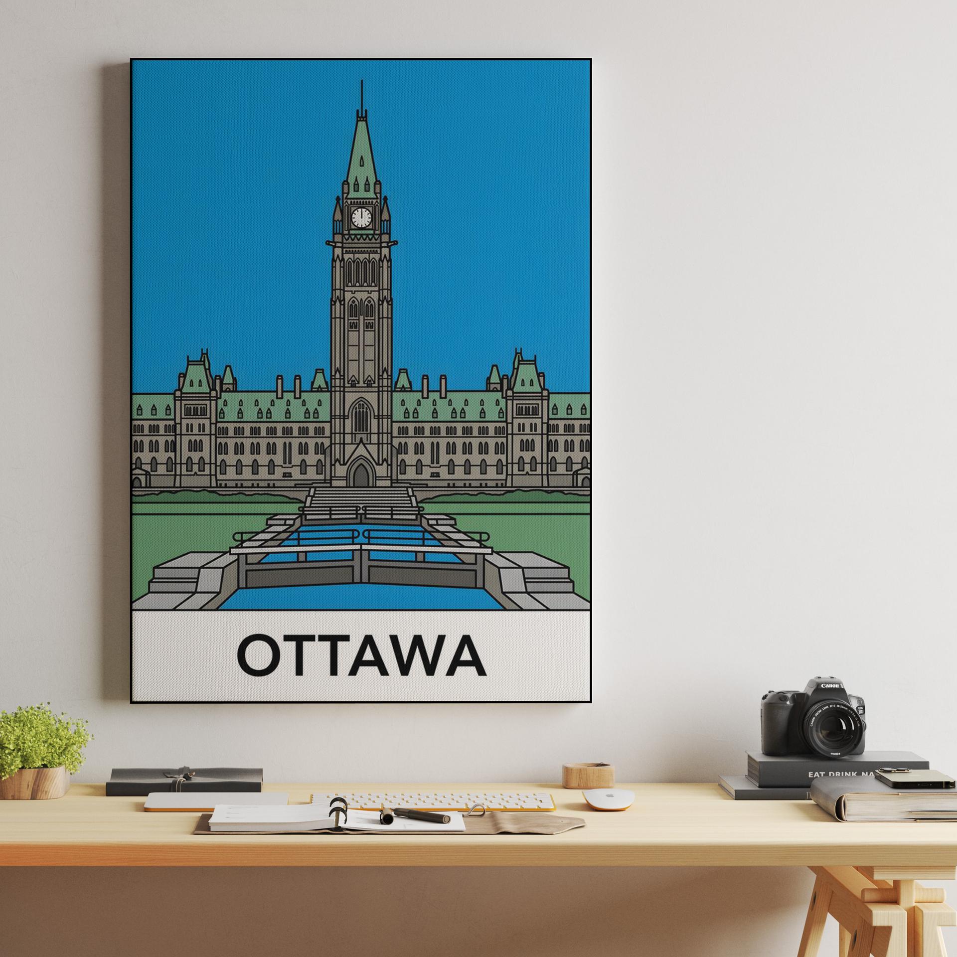 Ottawa Parliament Hill Minimalist Illustration