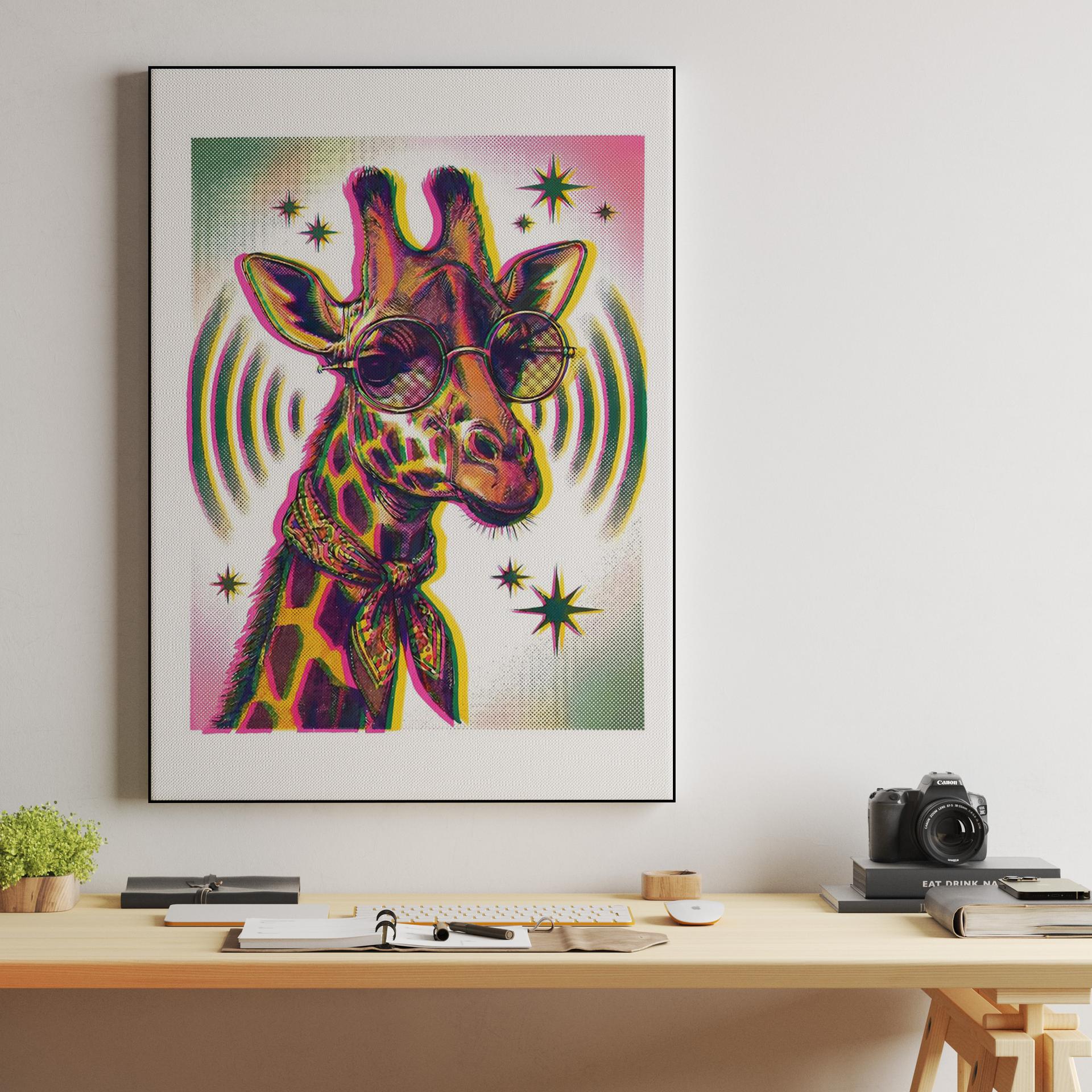 Groovy Neon Giraffe with Sunglasses