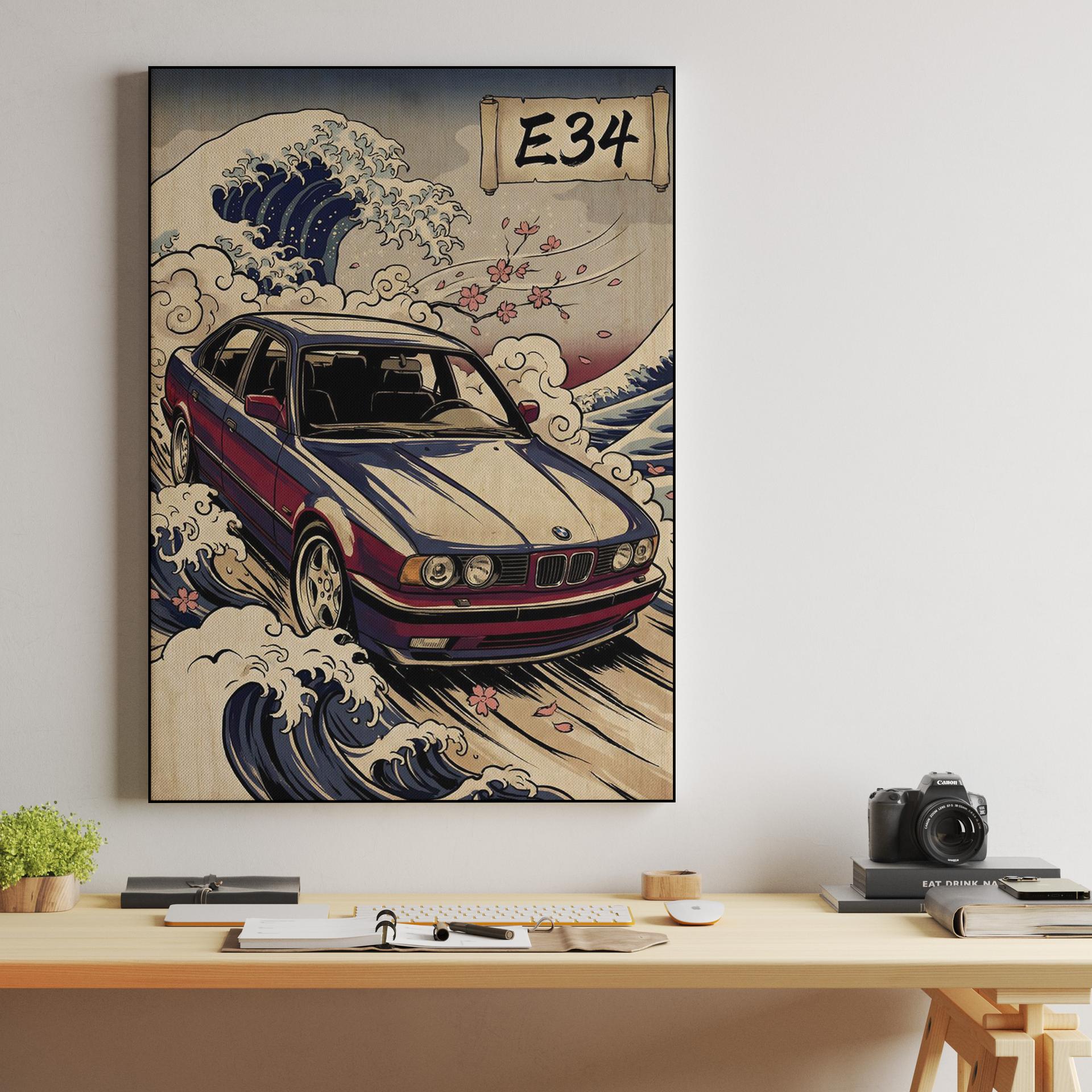 The Great Wave of E34: Japanese Art BMW Tribute