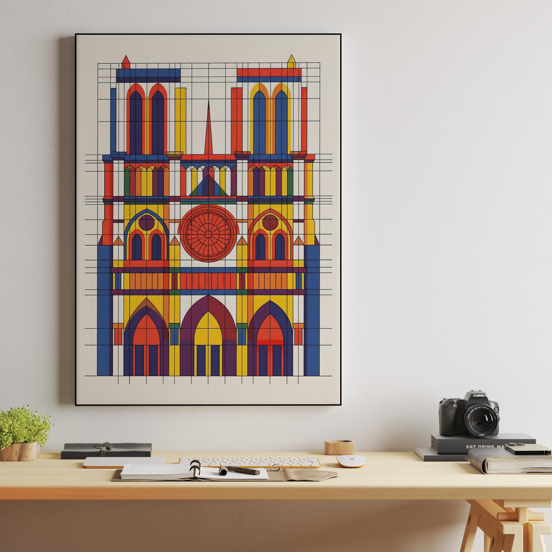 Notre-Dame Geometric Color Grid