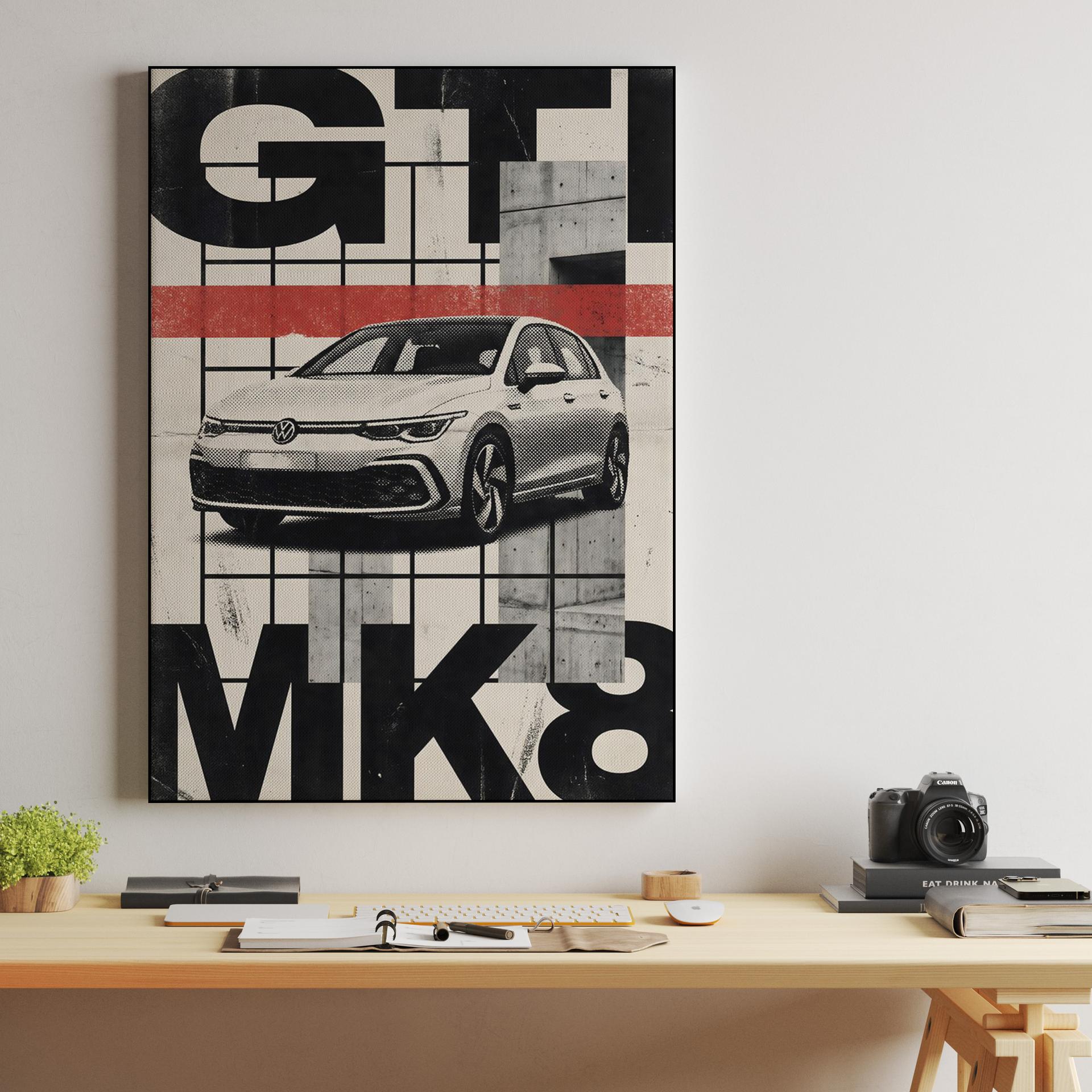 VW Golf GTI Mk8 Industrial Graphic Poster