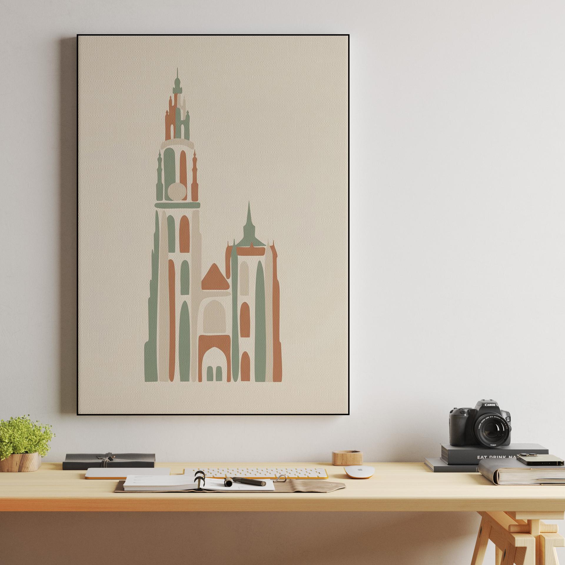 Antwerp Cathedral Earth Tones Minimalist