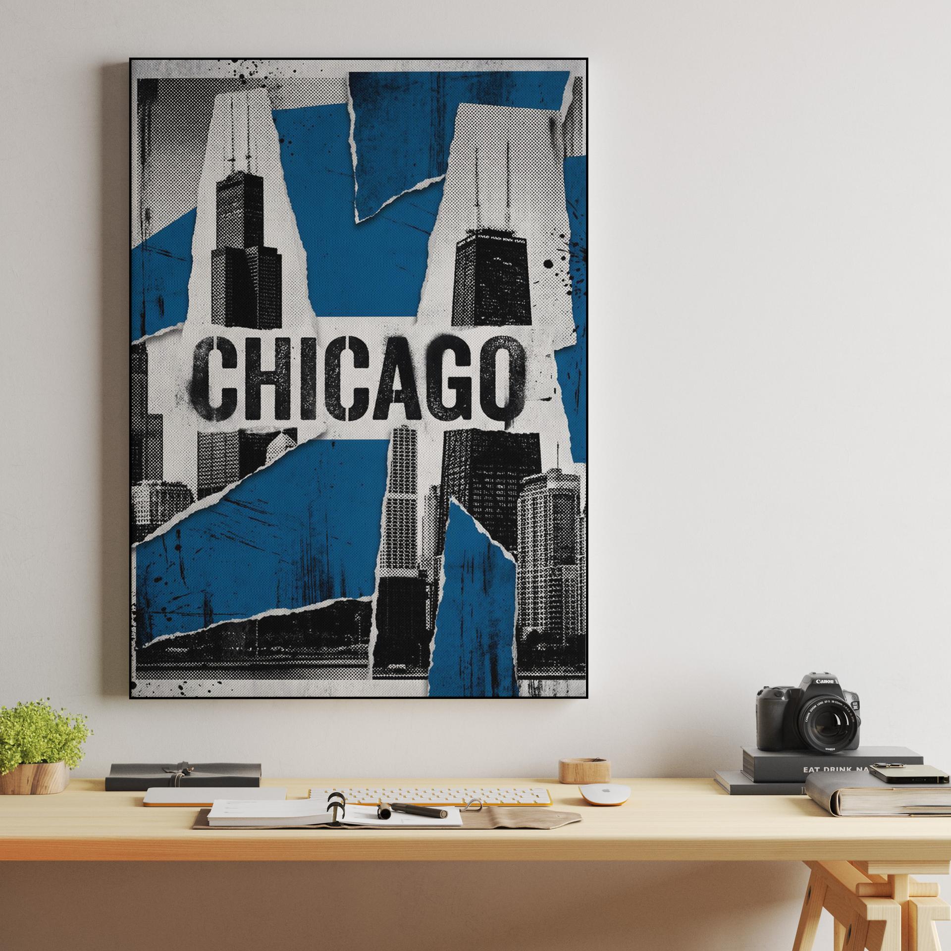 Chicago Torn Paper Skyline Collage