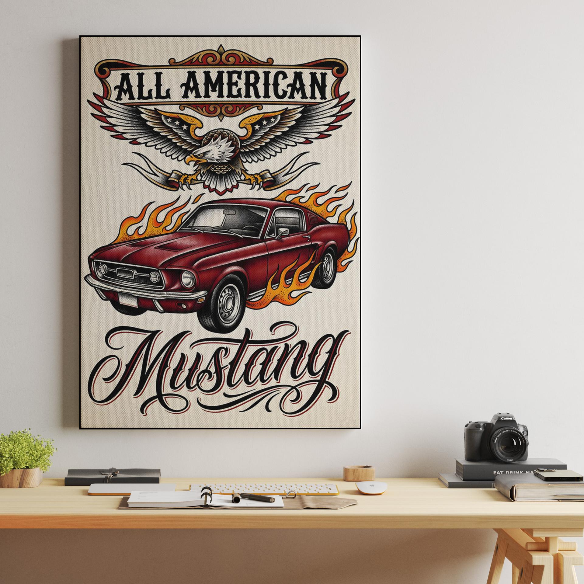 All American Mustang Traditional Tattoo Art