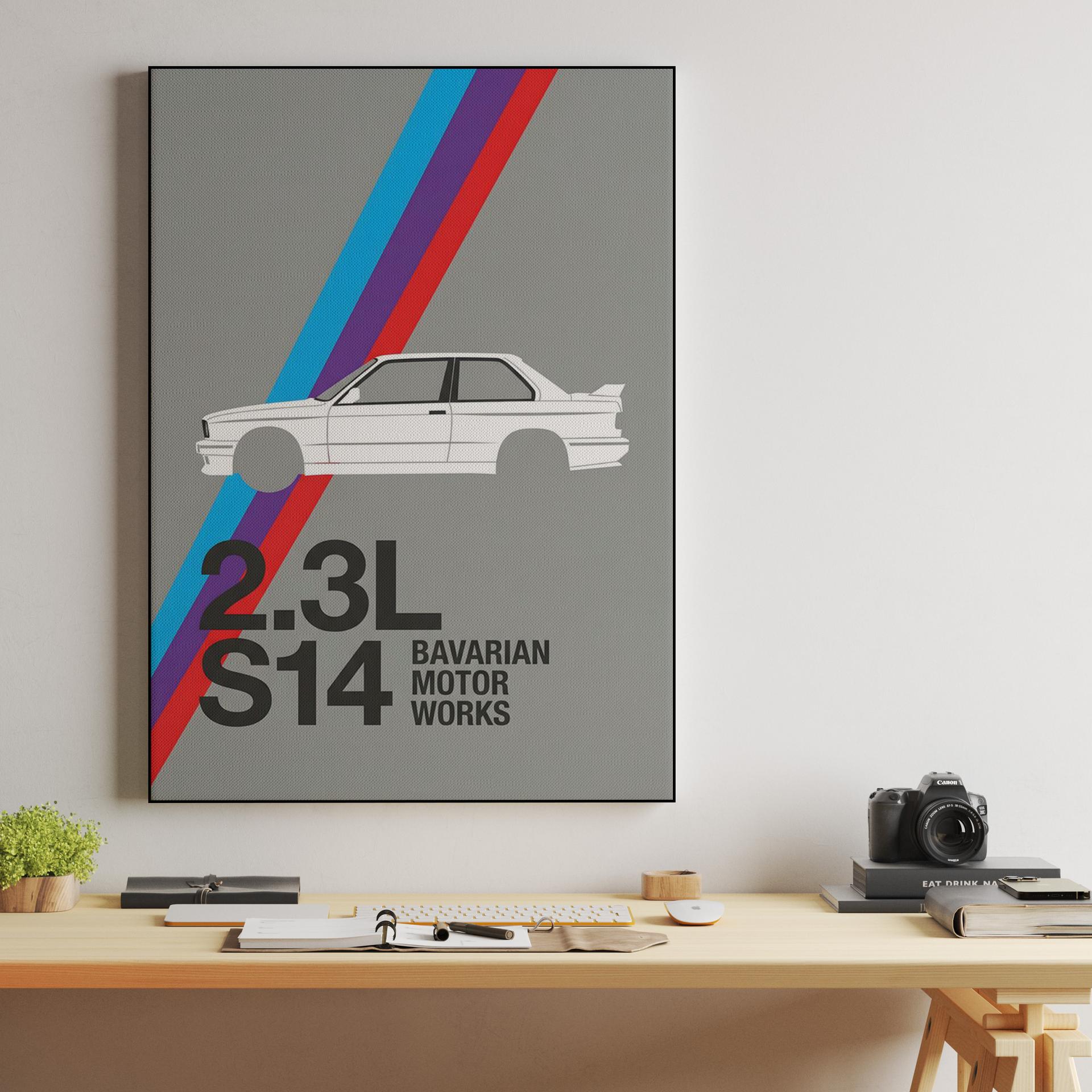 BMW E30 M3 S14 Minimalist Graphic