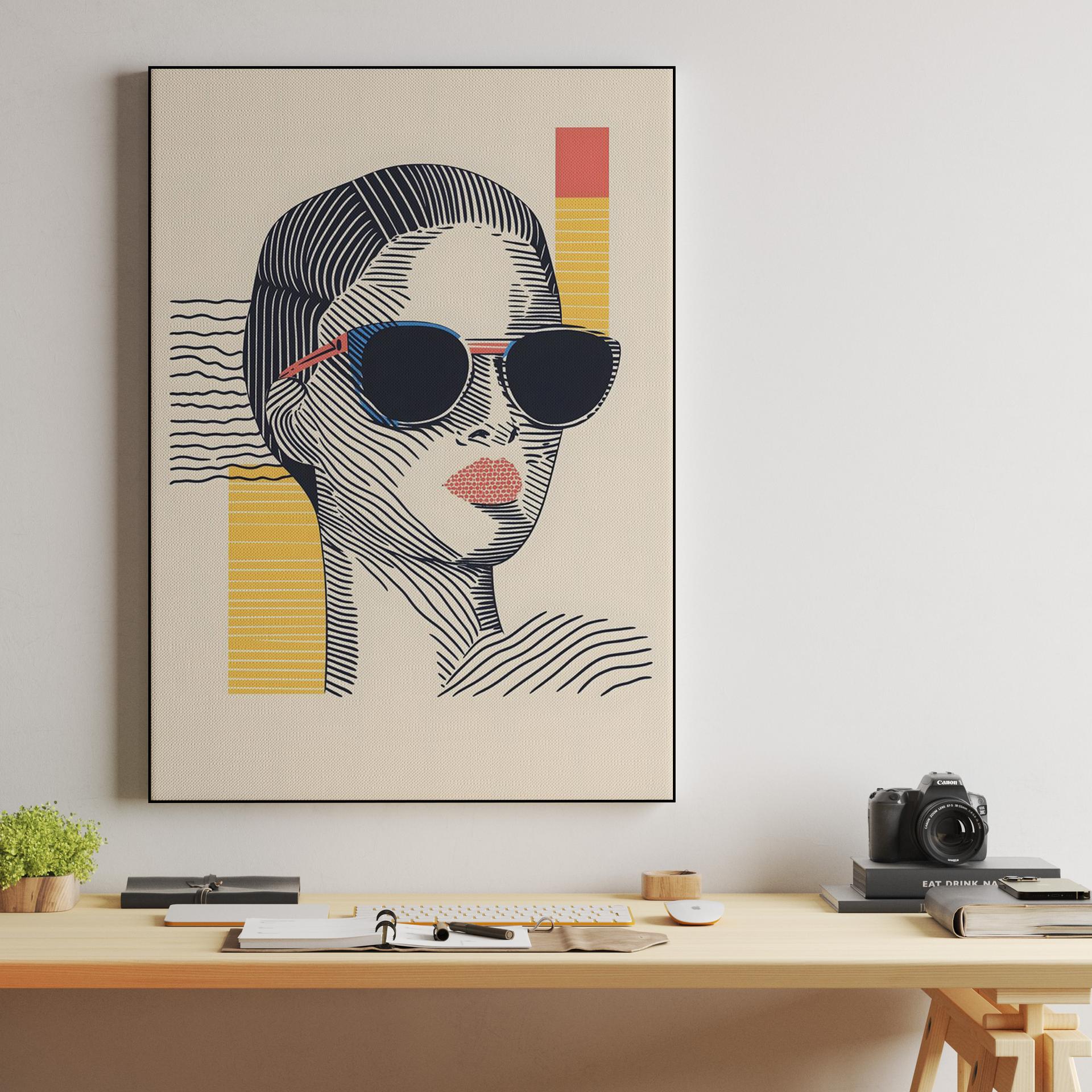 Geometric Woodcut Fashion Portrait