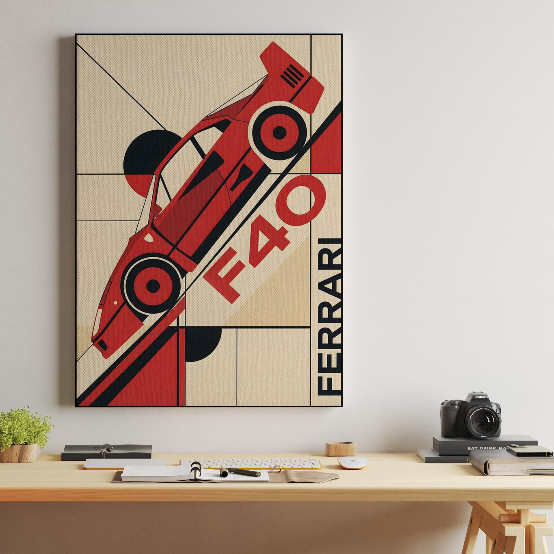 Ferrari F40 Geometric Bauhaus Style Graphic