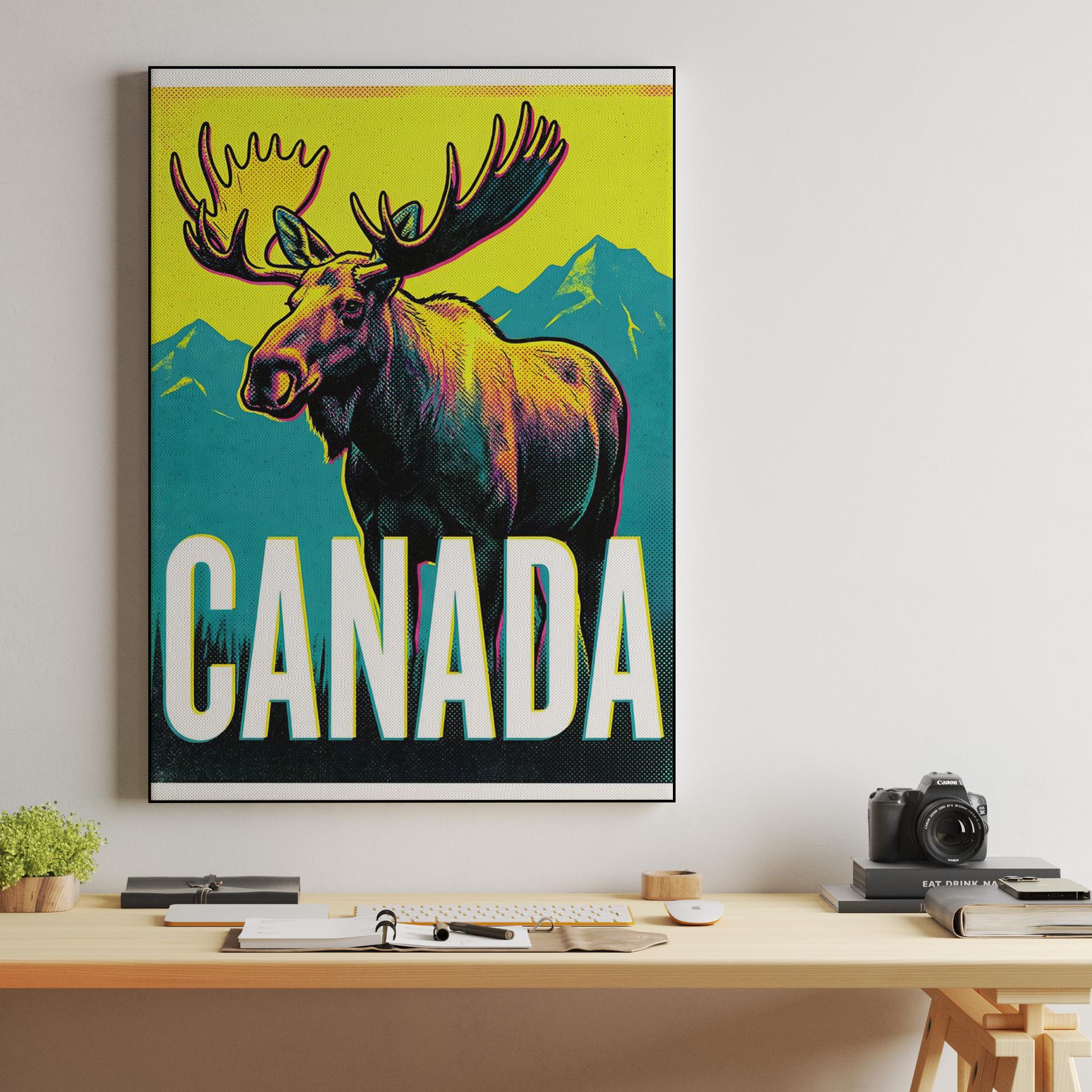 Vibrant Canada Moose Pop Art Travel Poster
