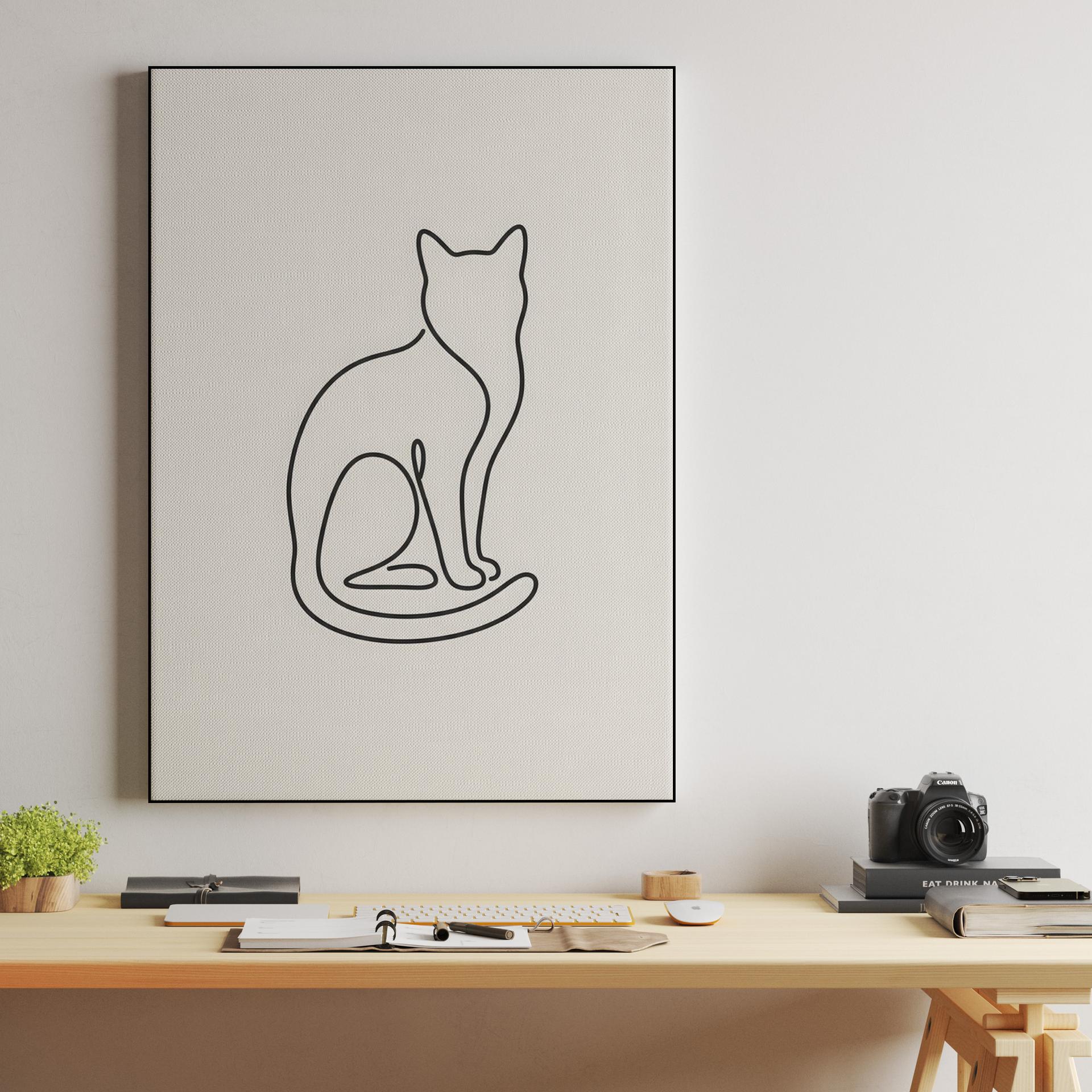 Minimalist Feline Continuous Line Art