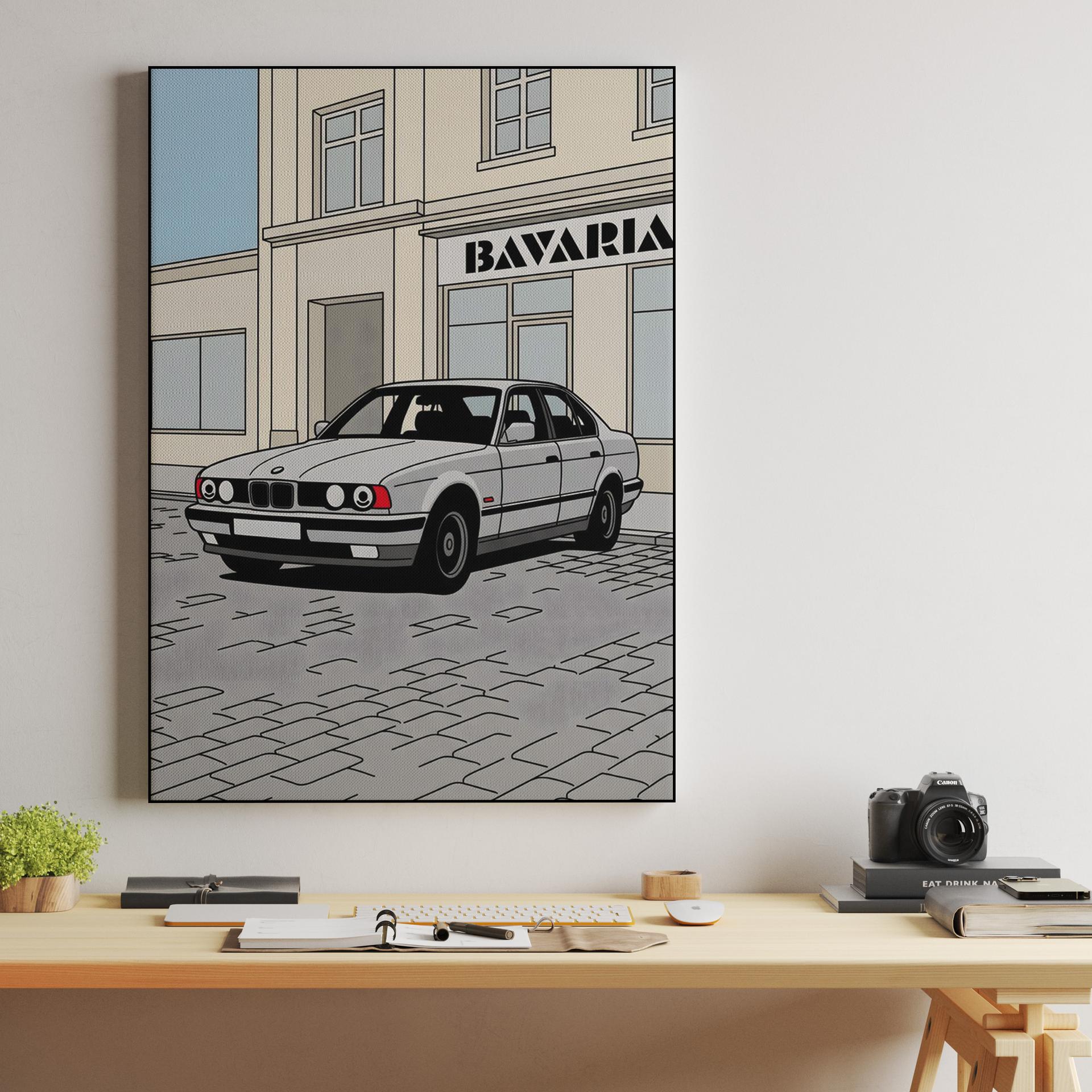 BMW E34 Bavaria: Heritage Line Art Illustration