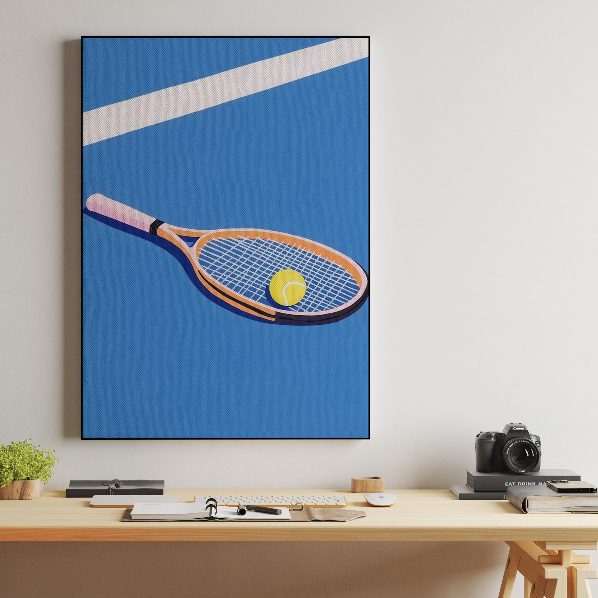 Blue Court Tennis Racket