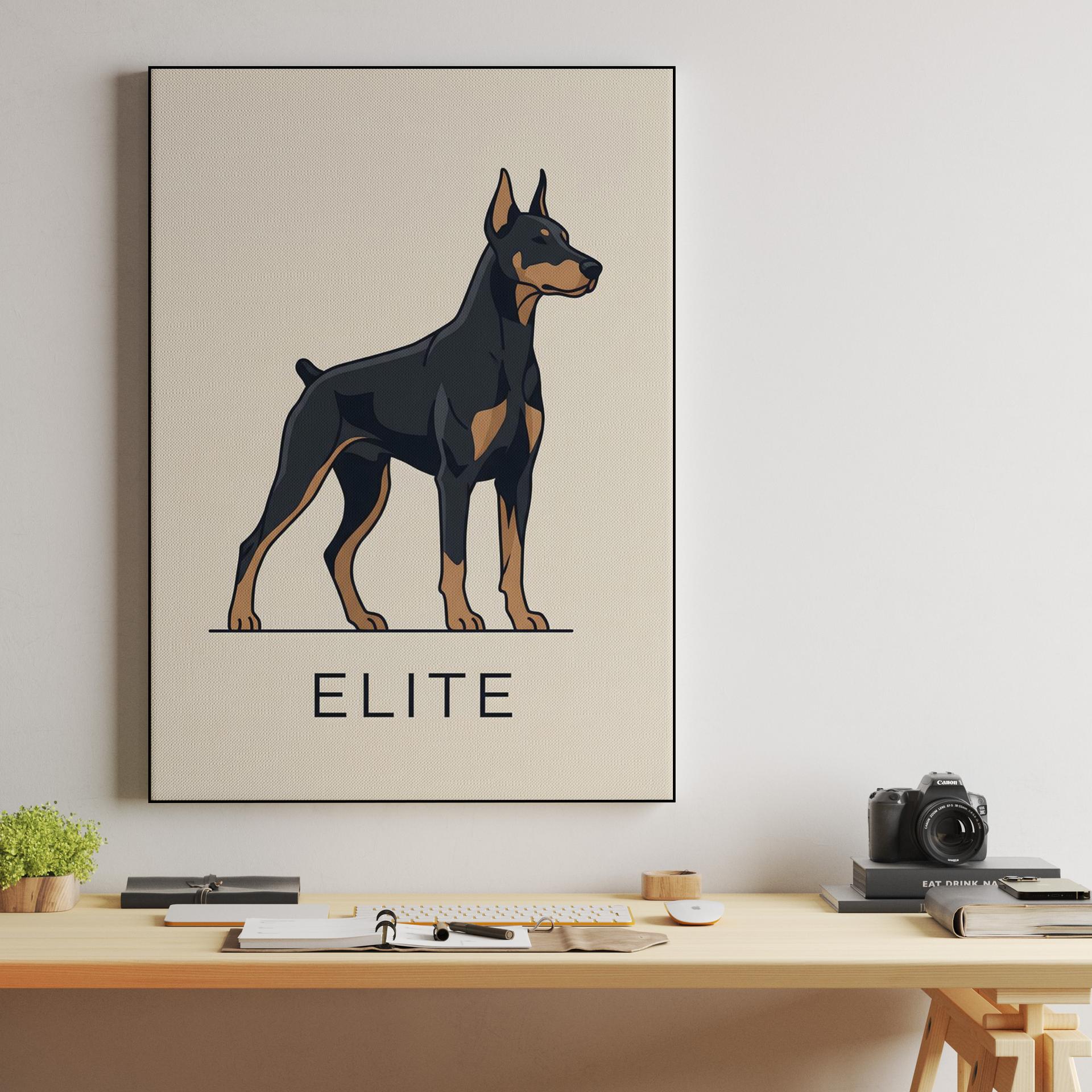 Elite Doberman: Minimalist Flat Illustration