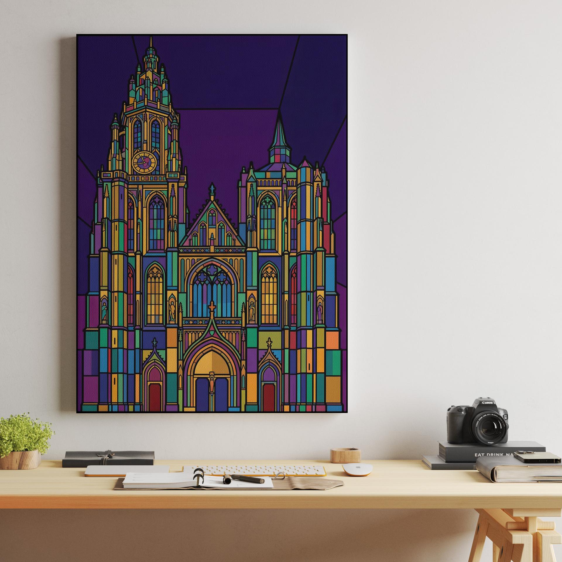 Antwerp Cathedral Stained Glass Illustration