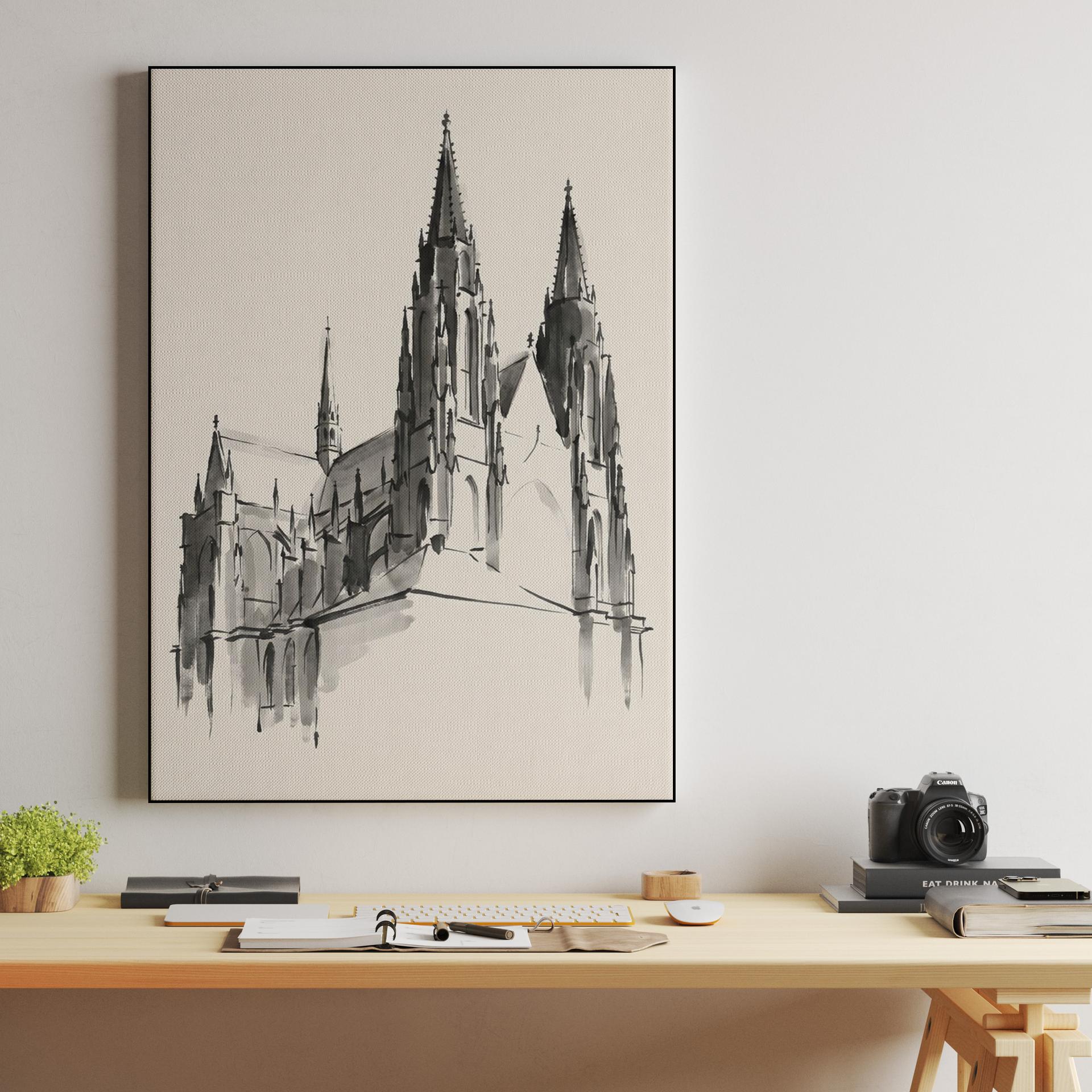 St. Vitus Cathedral Ink Wash Sketch