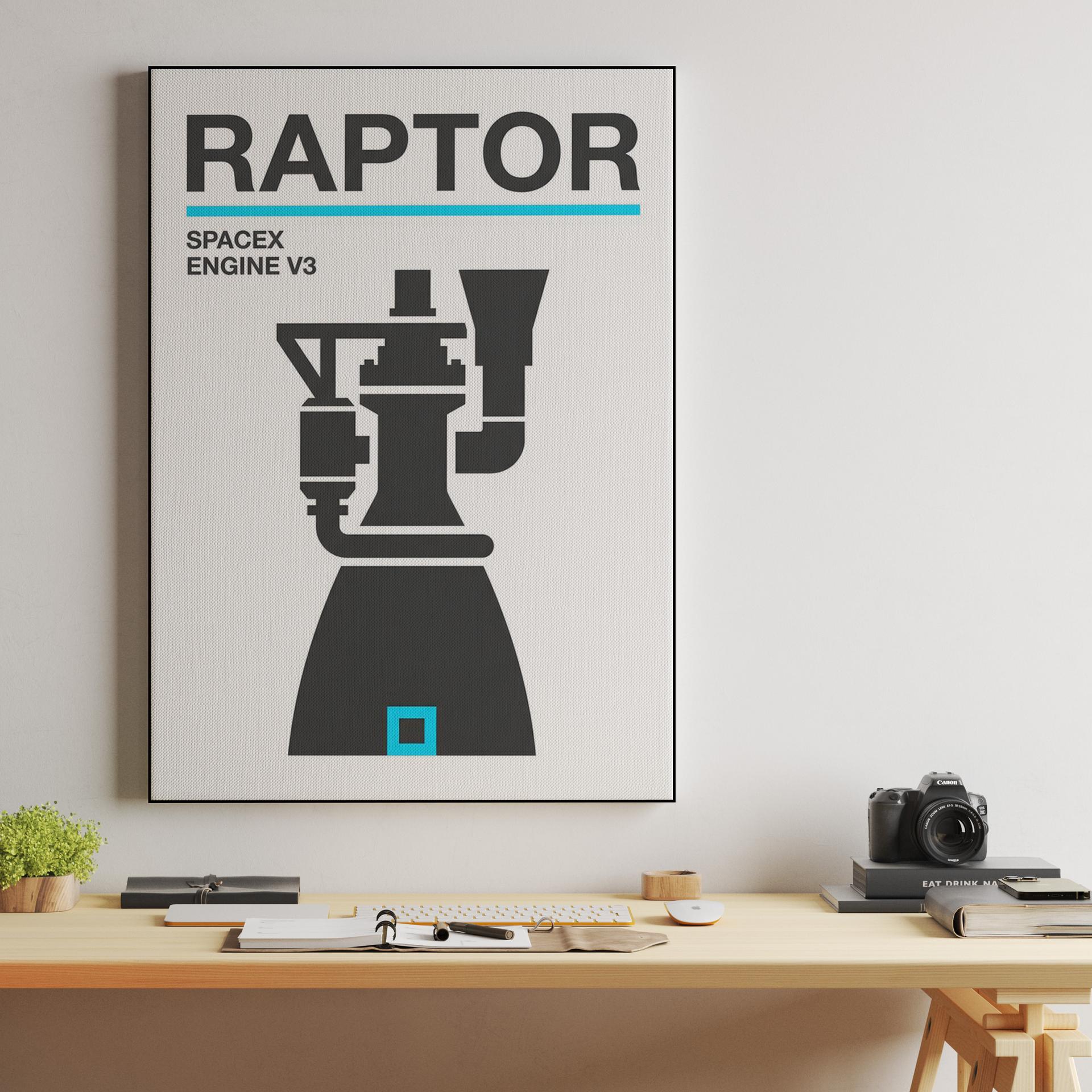 SpaceX Raptor Engine V3 Minimalist Graphic