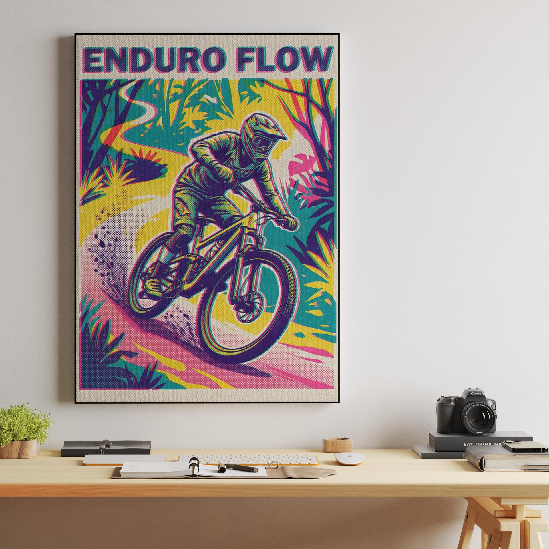 Enduro Flow: Vibrant Mountain Biking Graphic Illustration