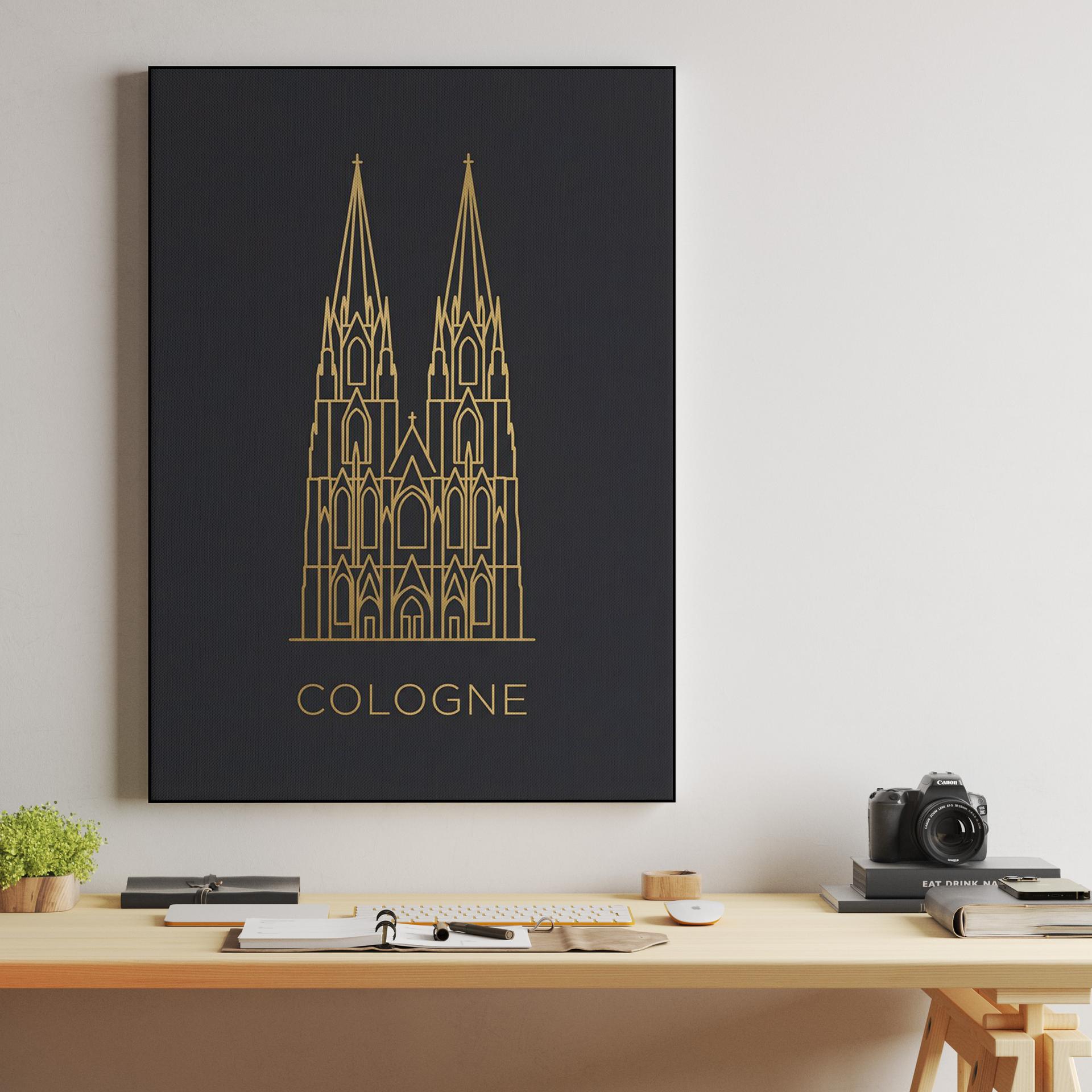 Cologne Cathedral Golden Line Art