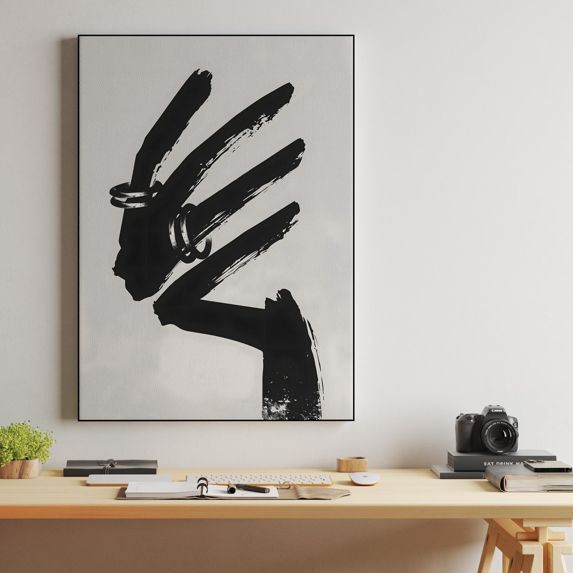 Abstract Ink Hand with Rings