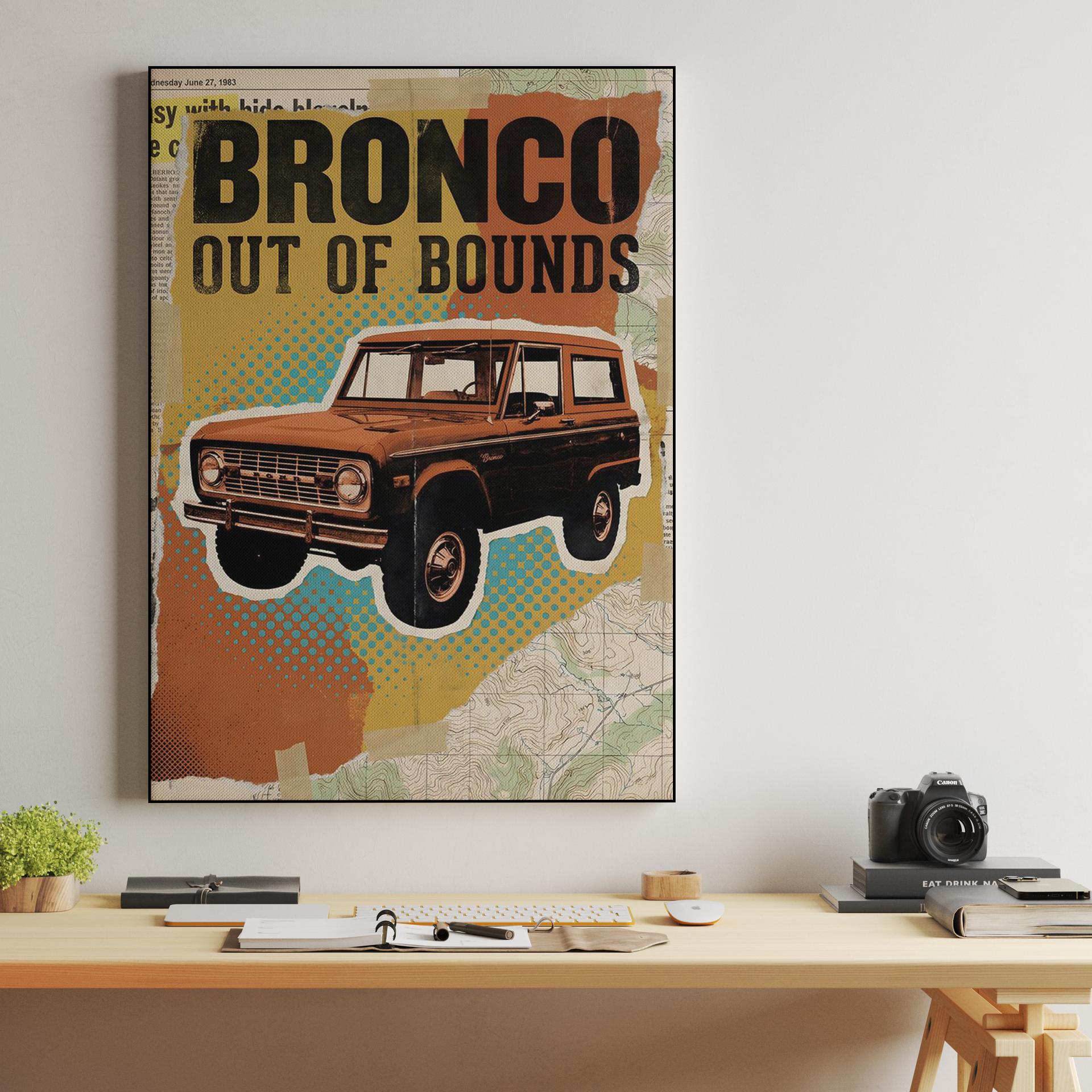 Bronco Out of Bounds Vintage Collage