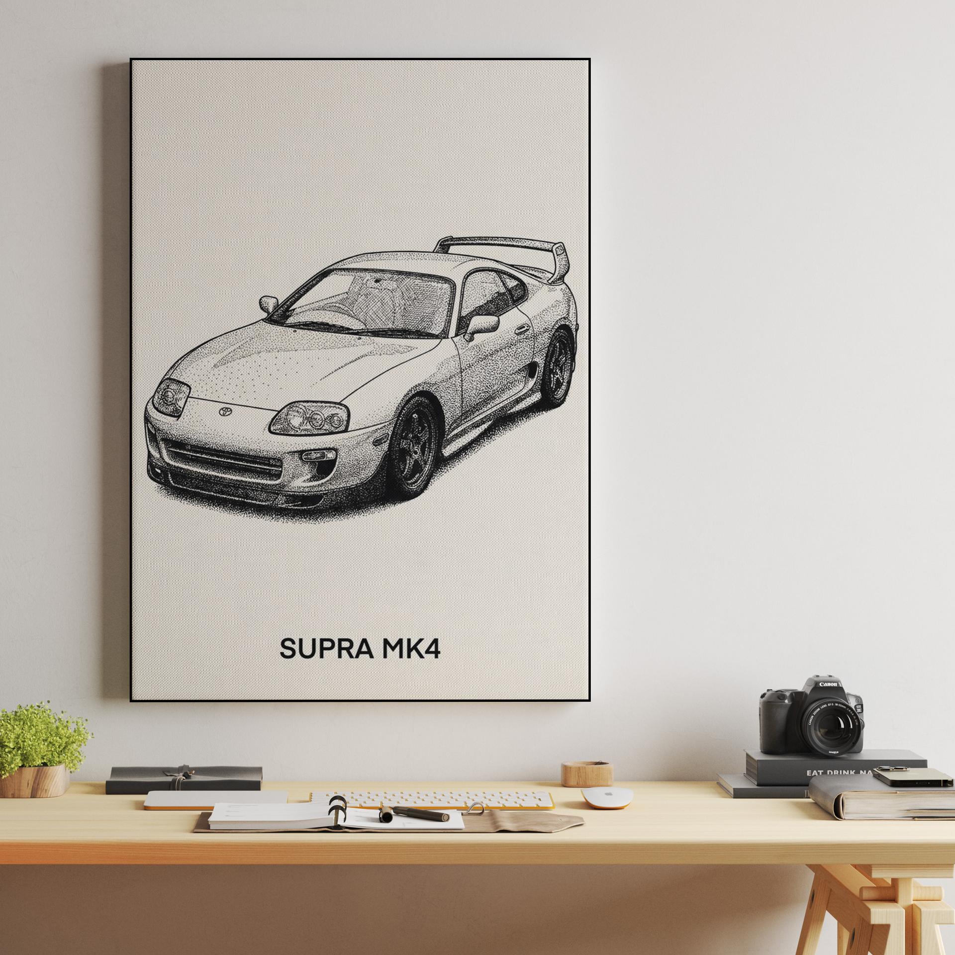 Toyota Supra MK4 Stippling Illustration