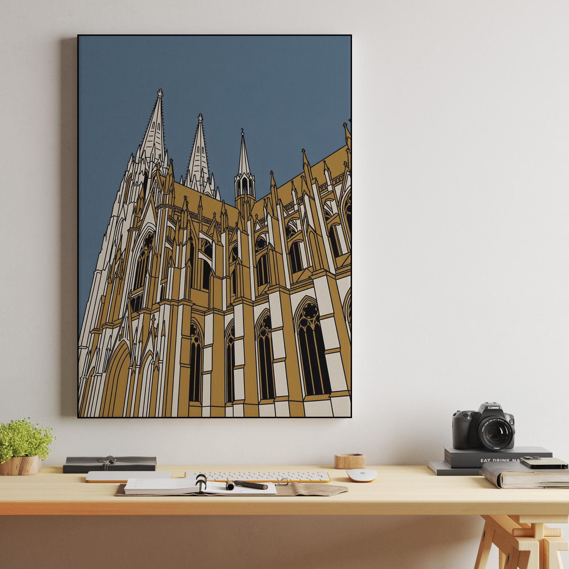 Cologne Cathedral Golden Spires Illustration