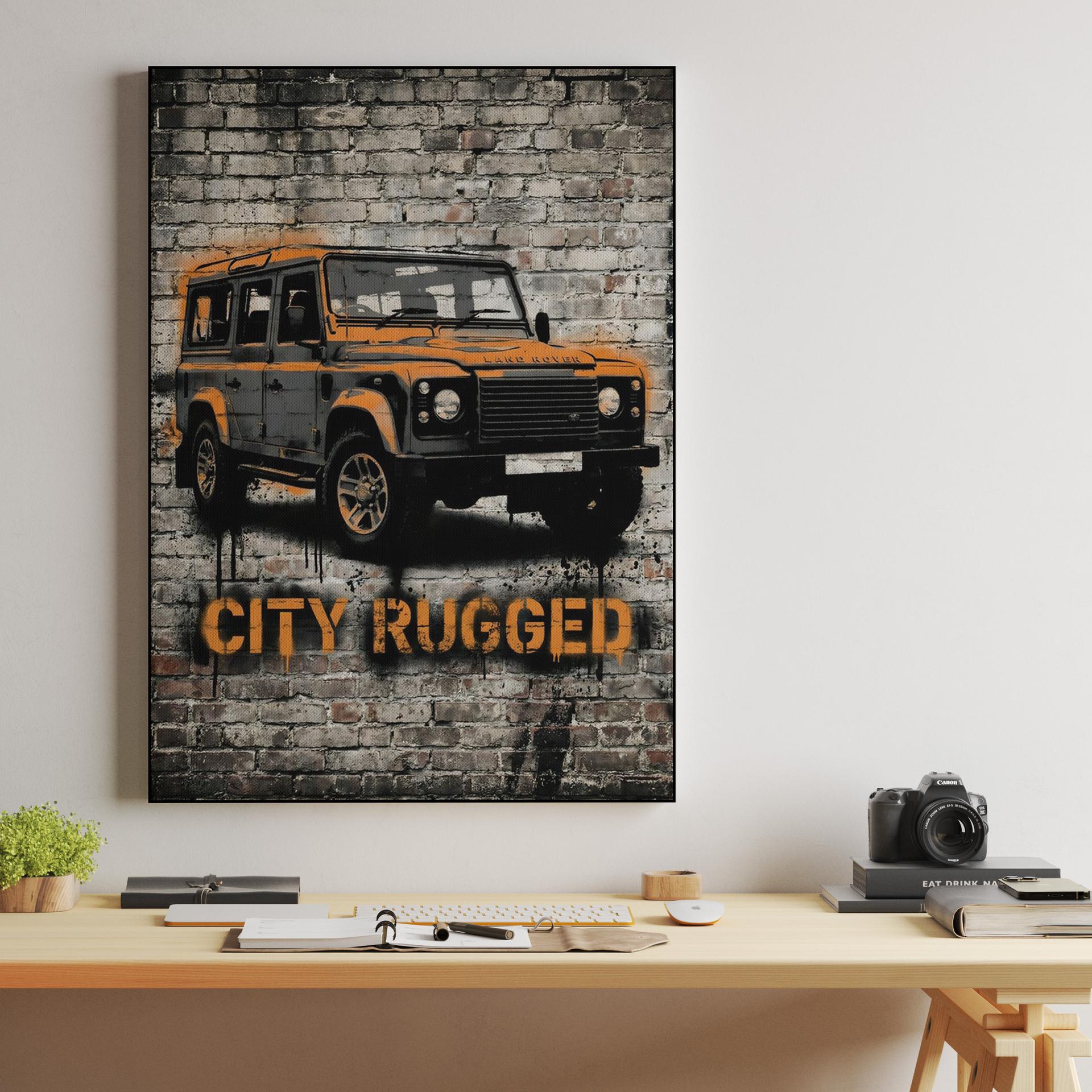 City Rugged Land Rover Defender Street Art