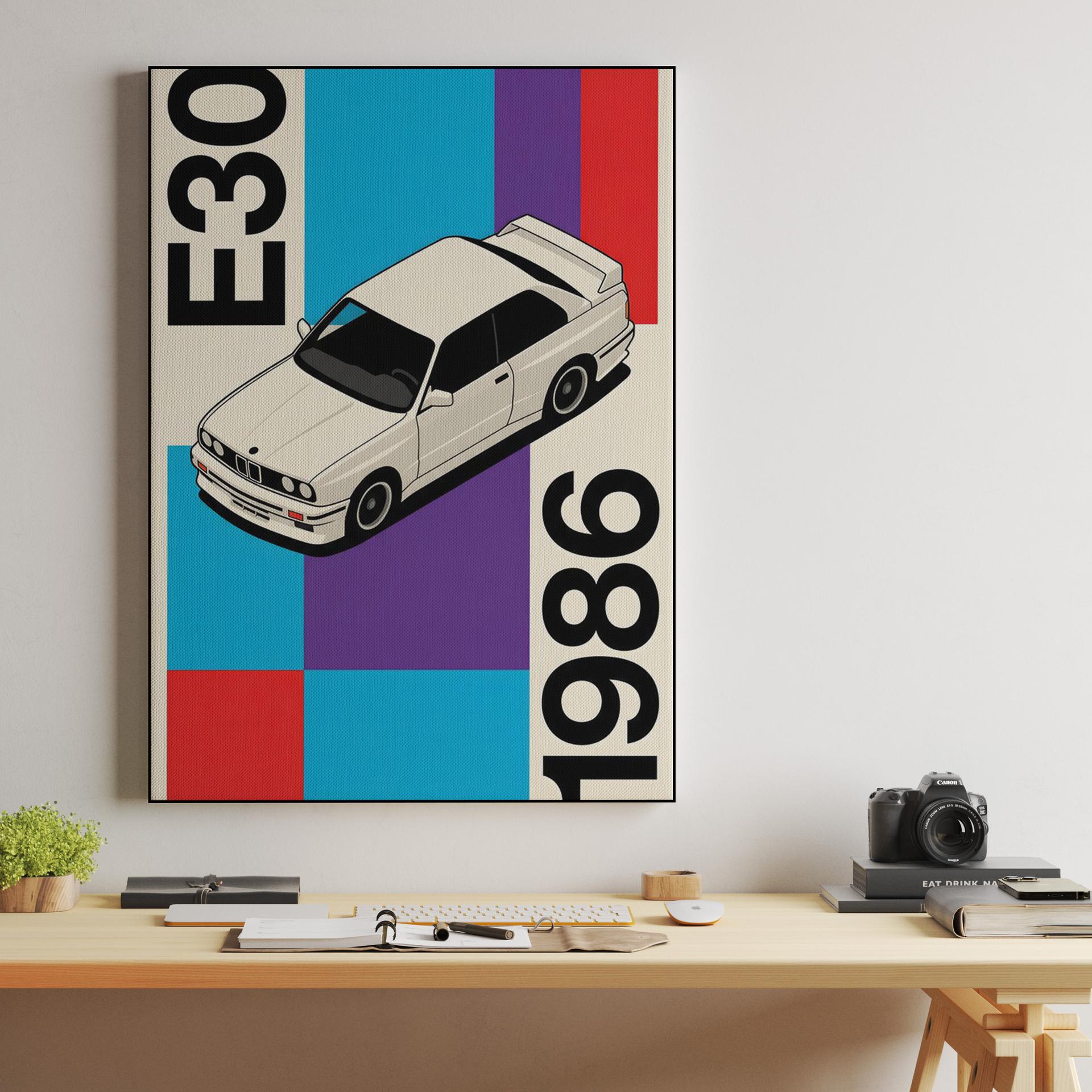 BMW E30 1986 Geometric Poster