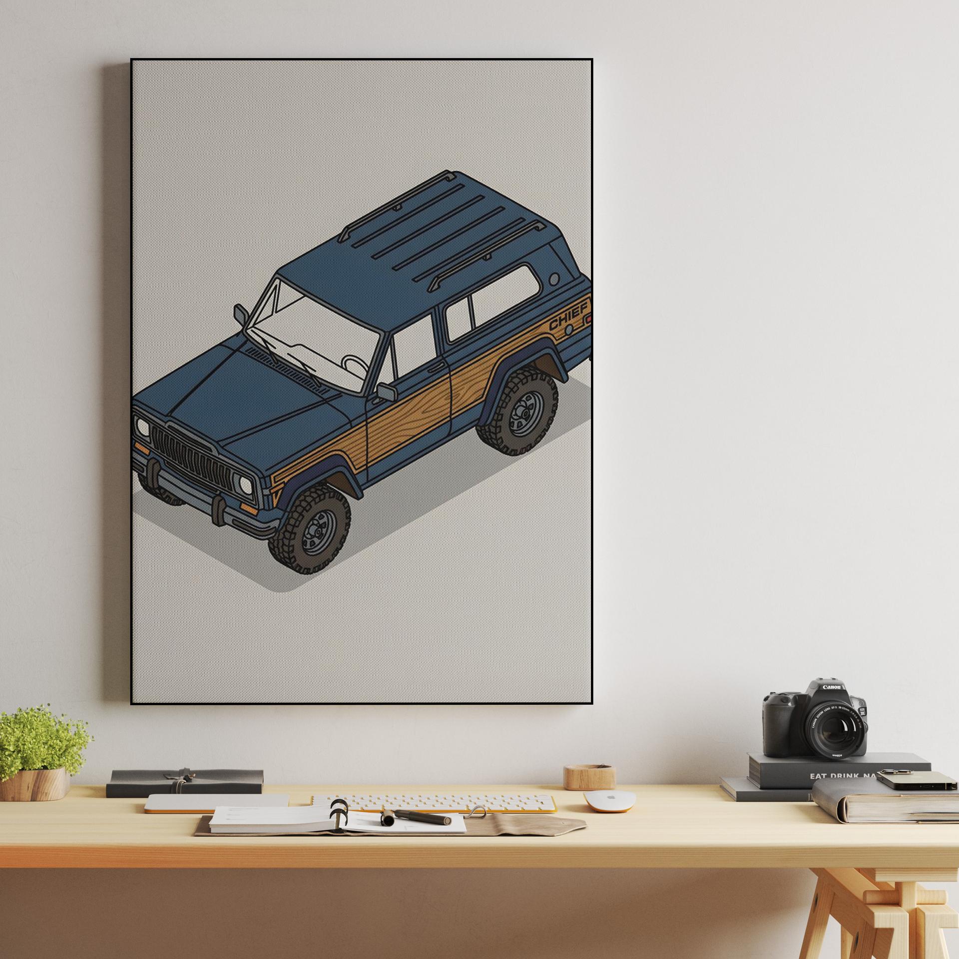 Jeep Cherokee Chief: Isometric Woodie Illustration
