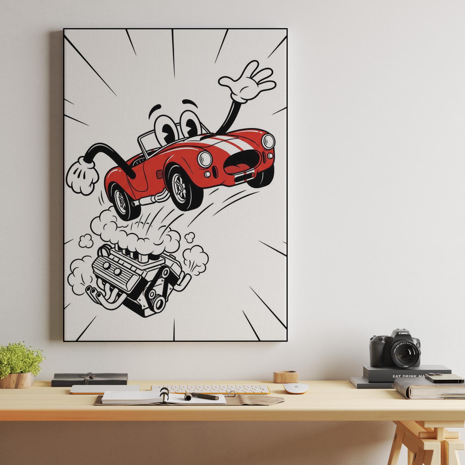 Whimsical Red Shelby Cobra Cartoon