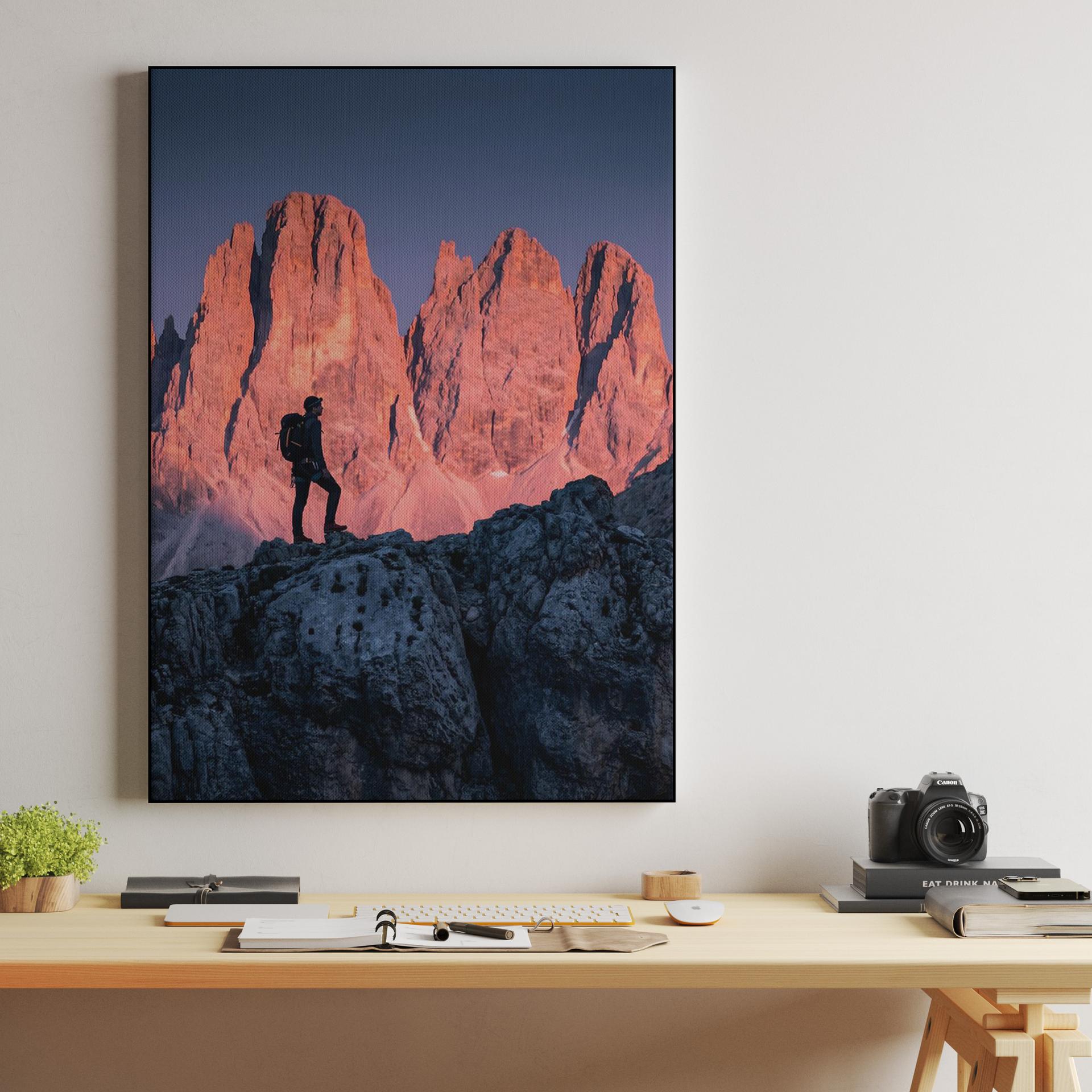 Tre Cime Sunset Hiker Photography