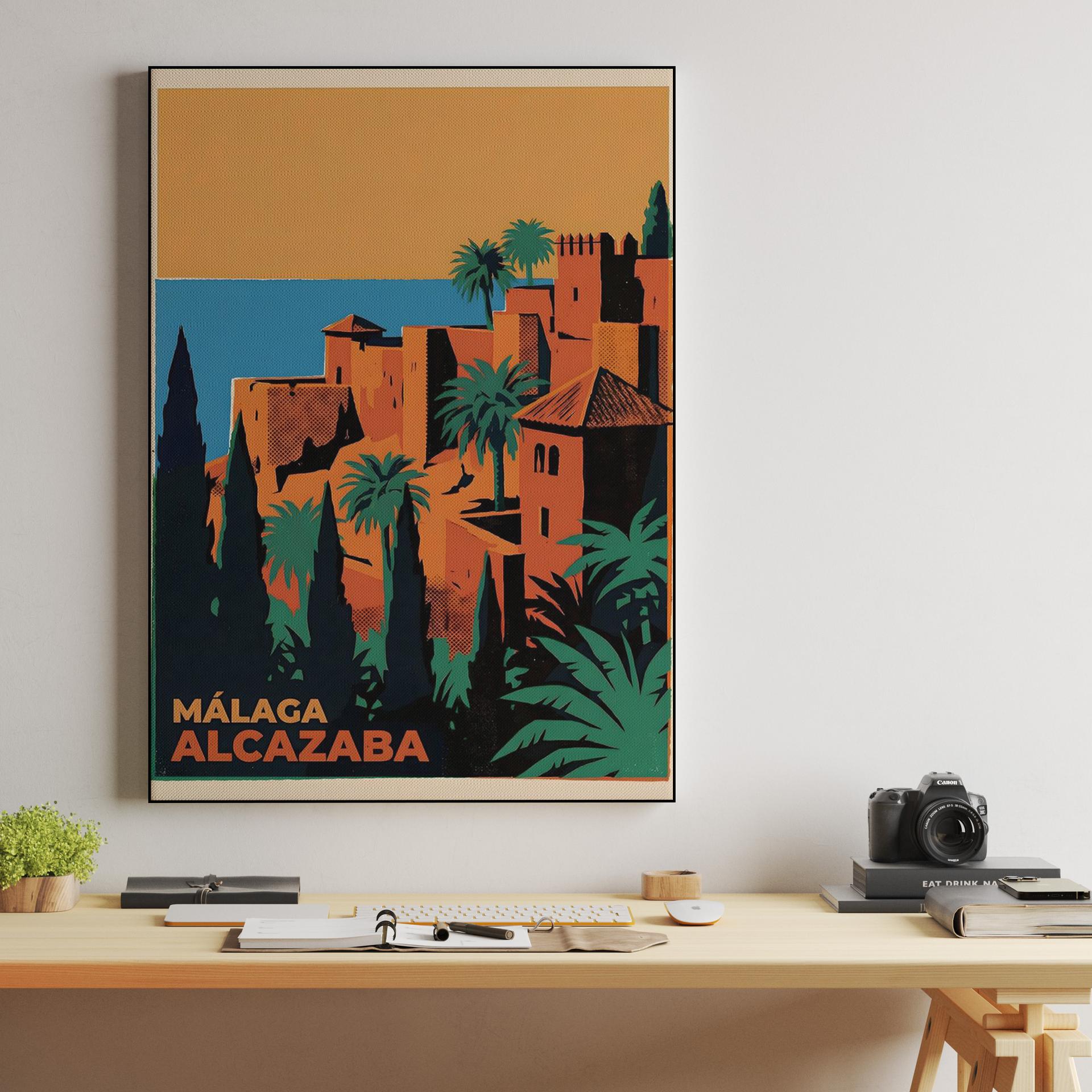 Málaga Alcazaba Vintage Travel Poster