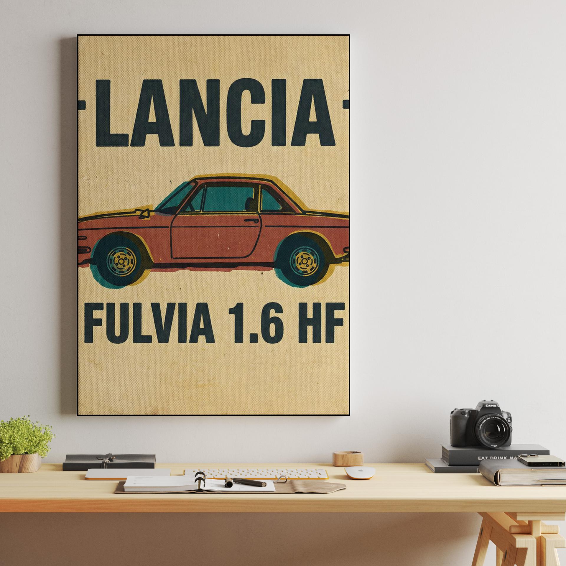 Lancia Fulvia 1.6 HF Vintage Poster Style