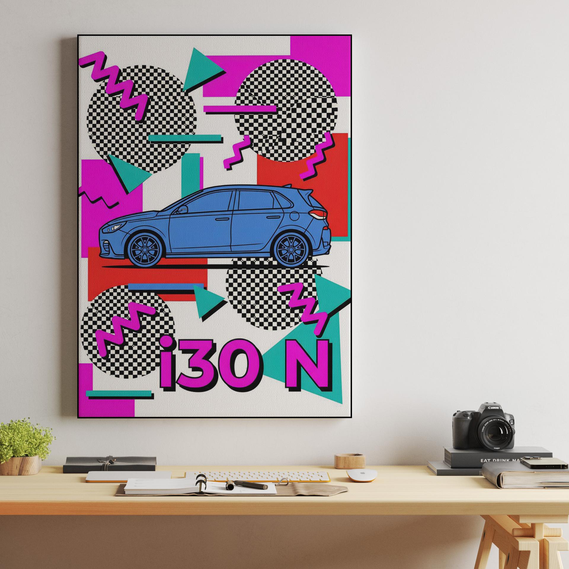 Hyundai i30 N Memphis Style Retro Poster