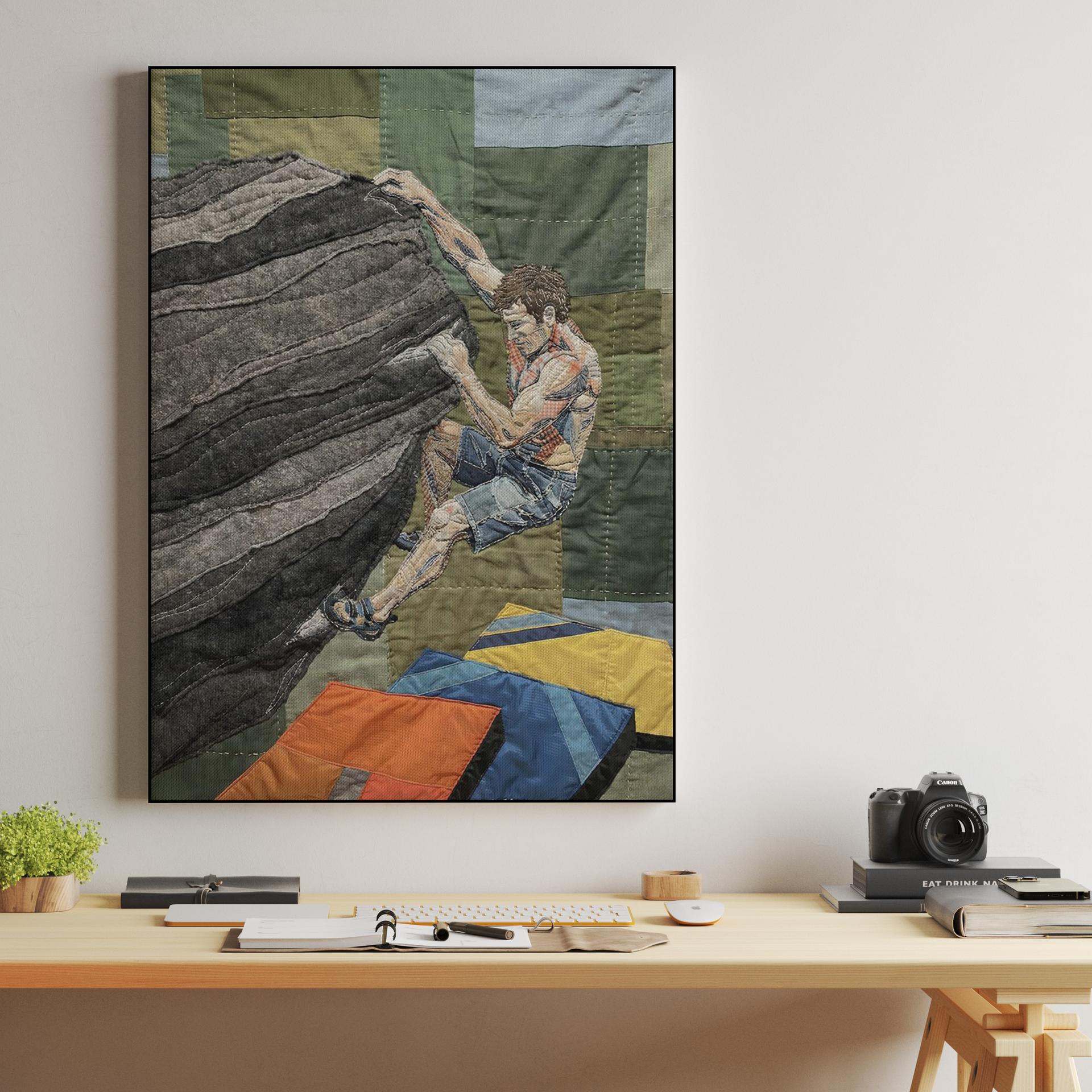 Fabric of Focus: Hand-Stitched Bouldering Collage