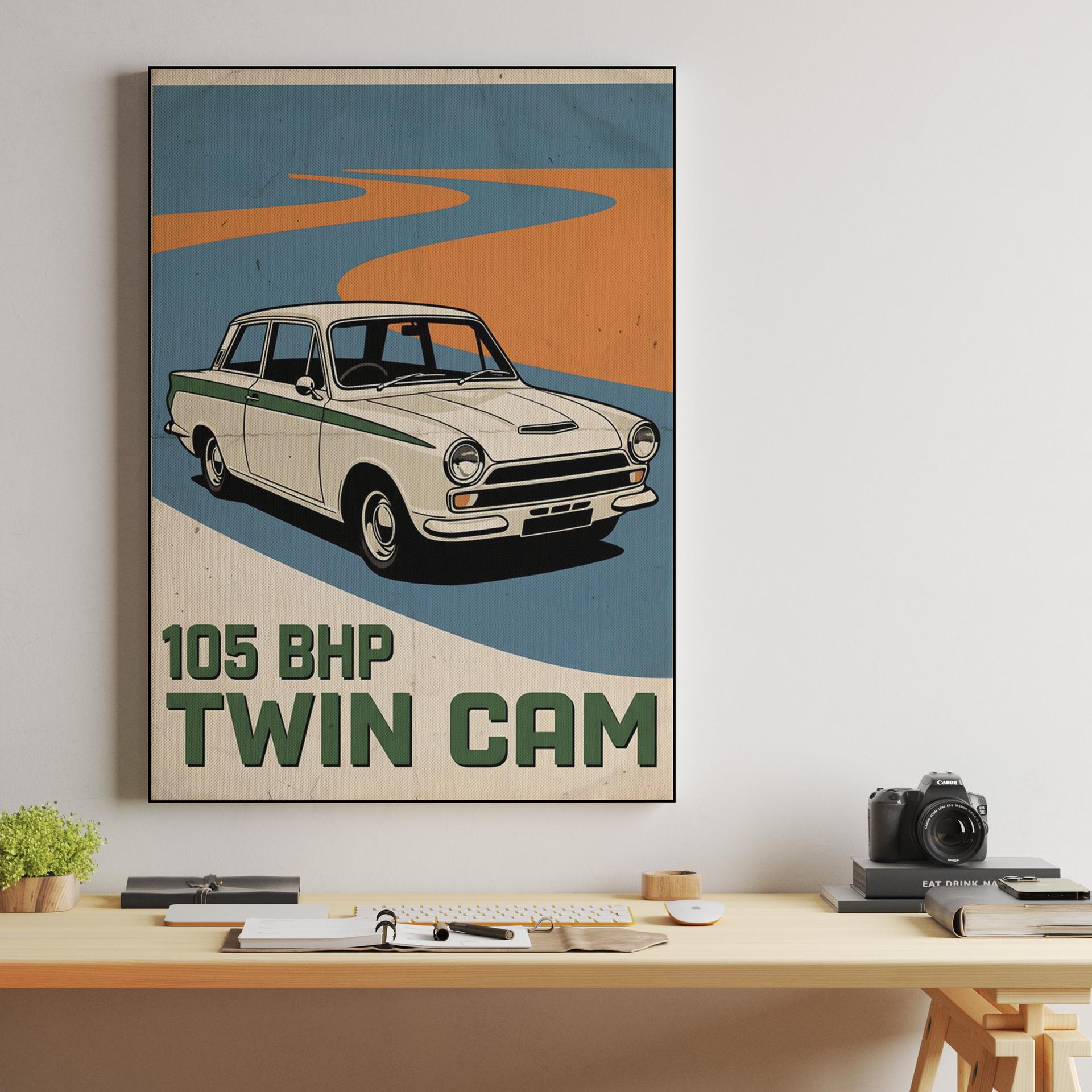 Lotus Cortina Twin Cam Vintage Poster