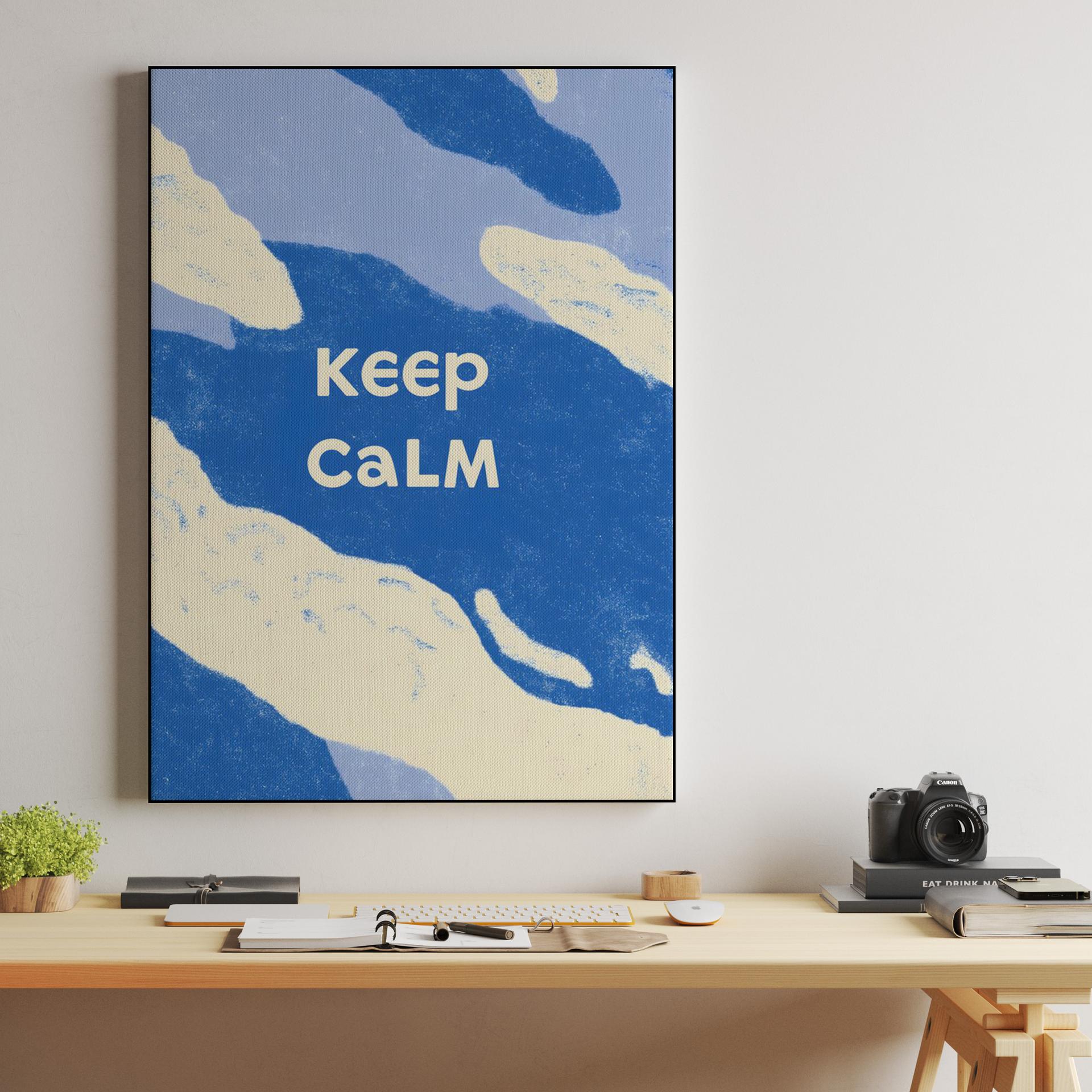 Keep Calm Textured Blue