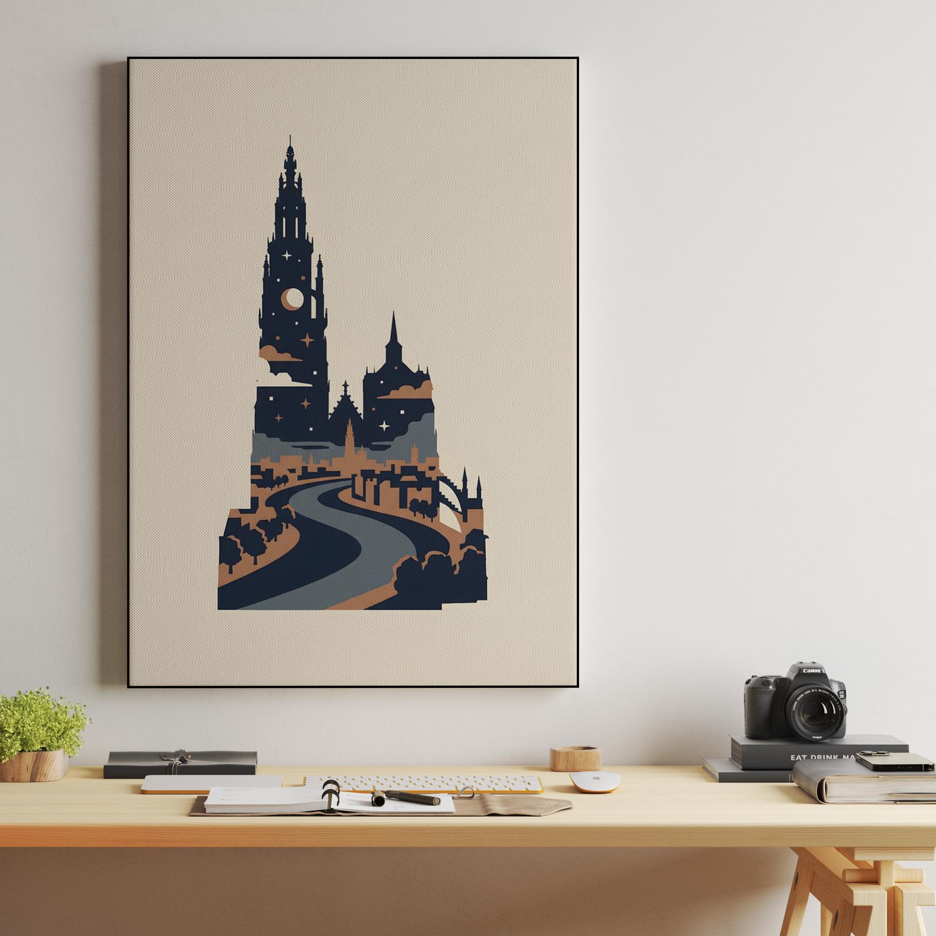 Antwerp Cathedral Starry Silhouette