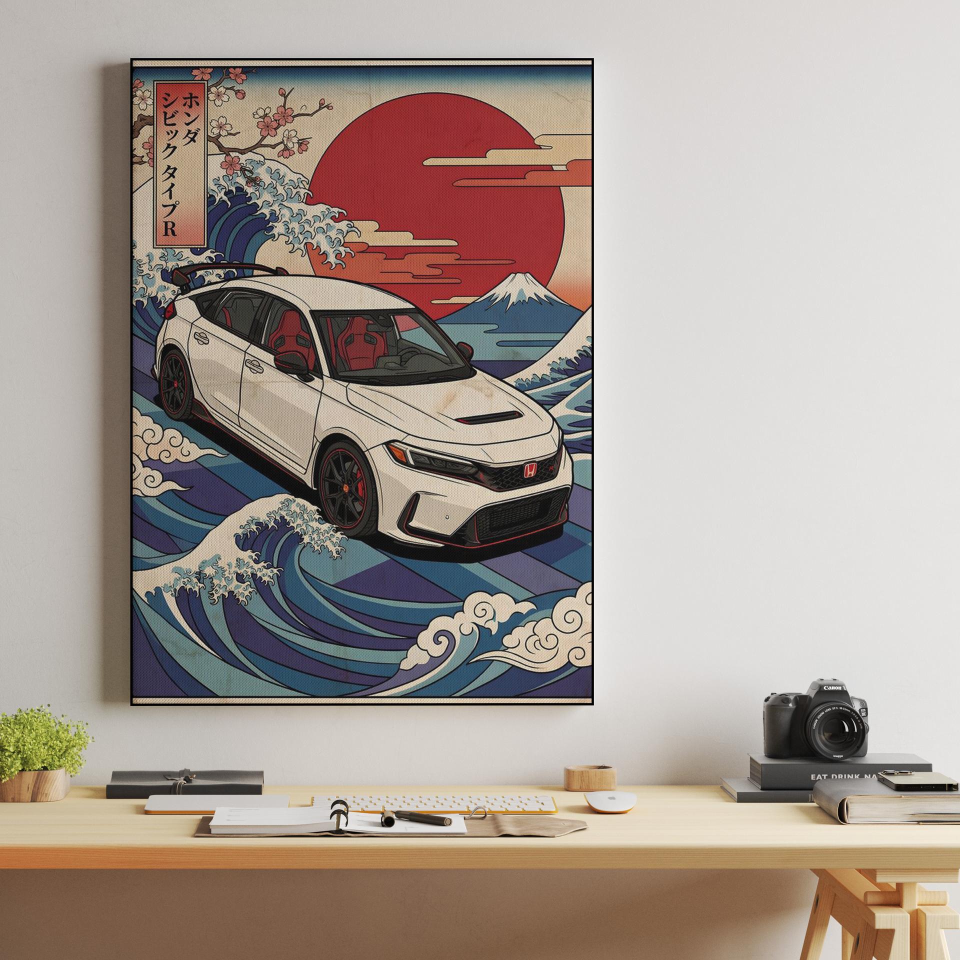 Honda Civic Type R FL5 Great Wave Ukiyo-e Poster