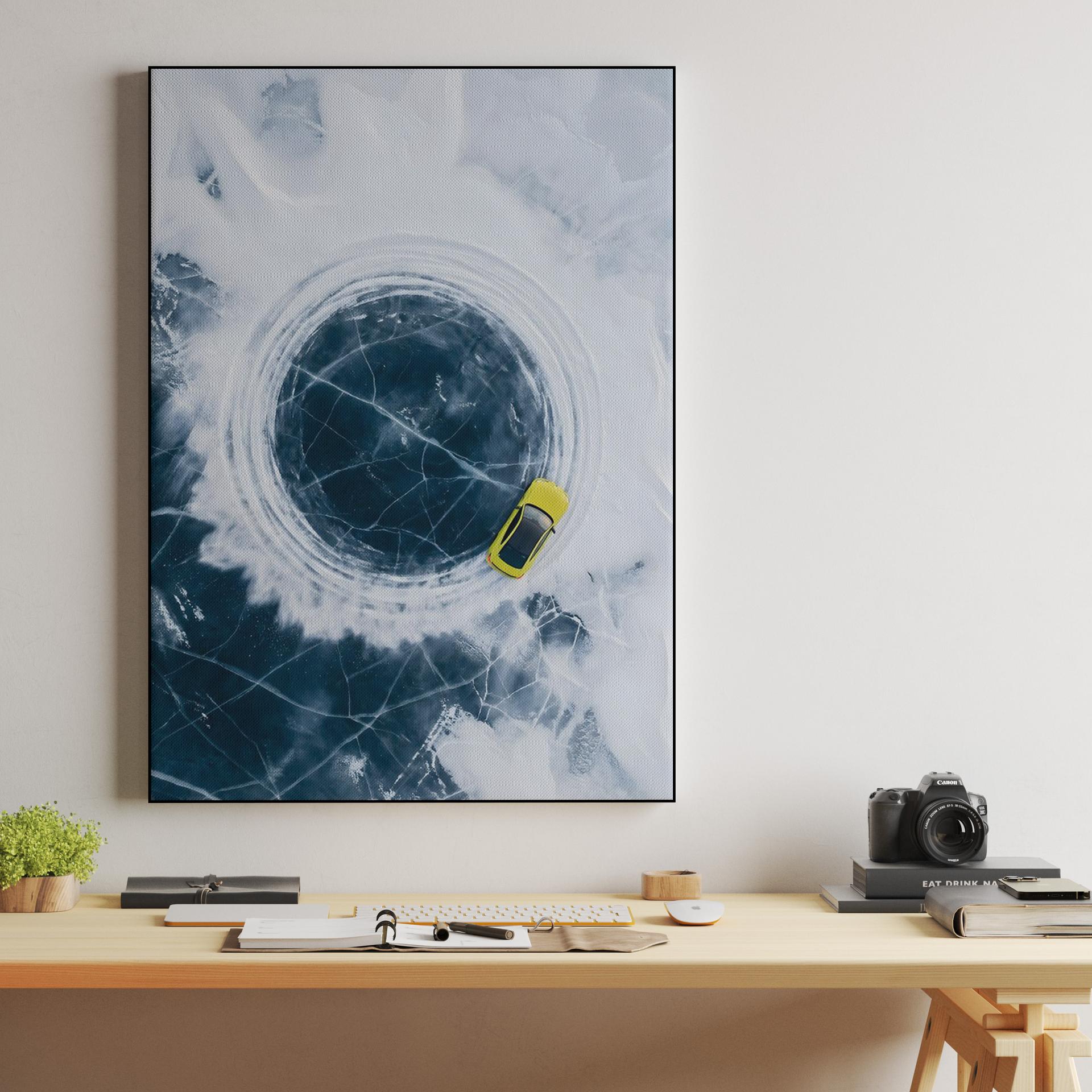 BMW M4 Aerial Ice Drift Photography