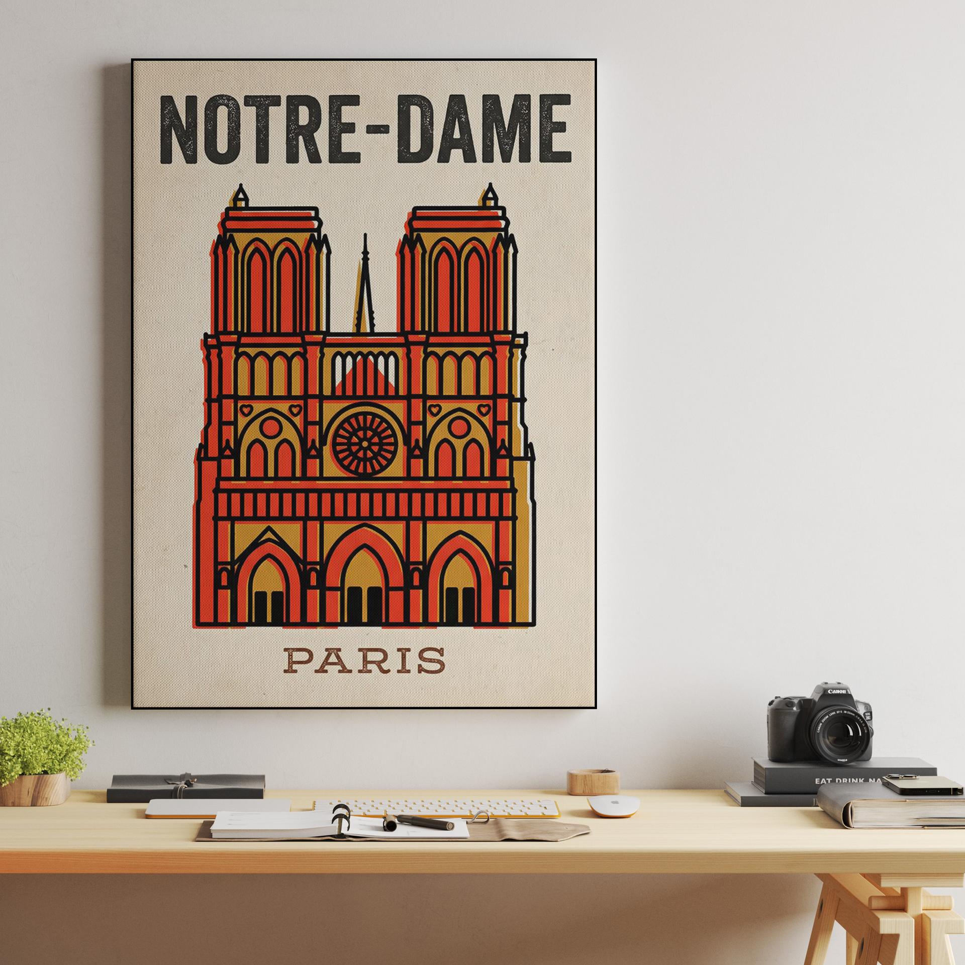Notre-Dame Paris Retro Graphic Poster