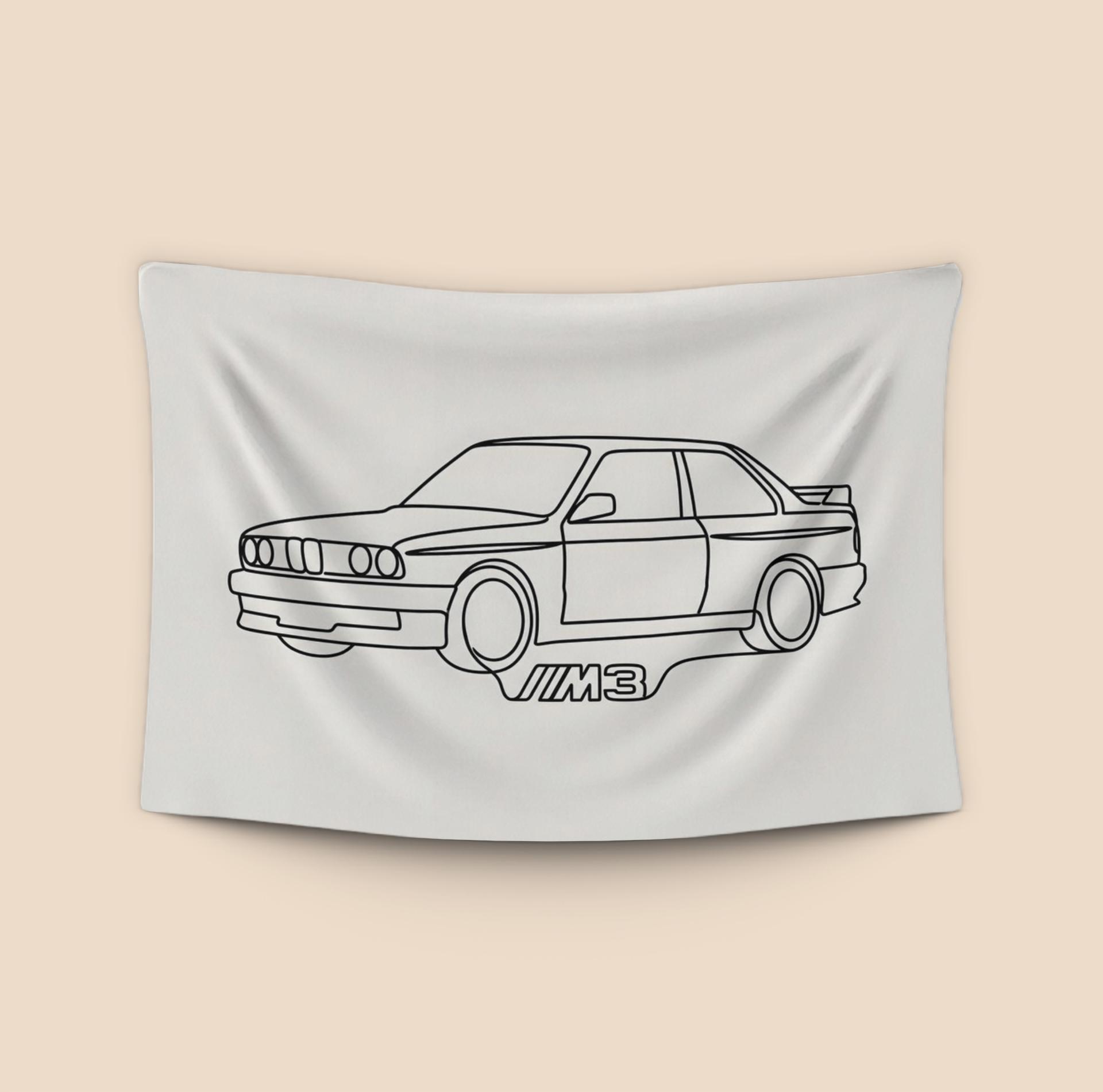 BMW E30 M3: Minimalist Line Art Study