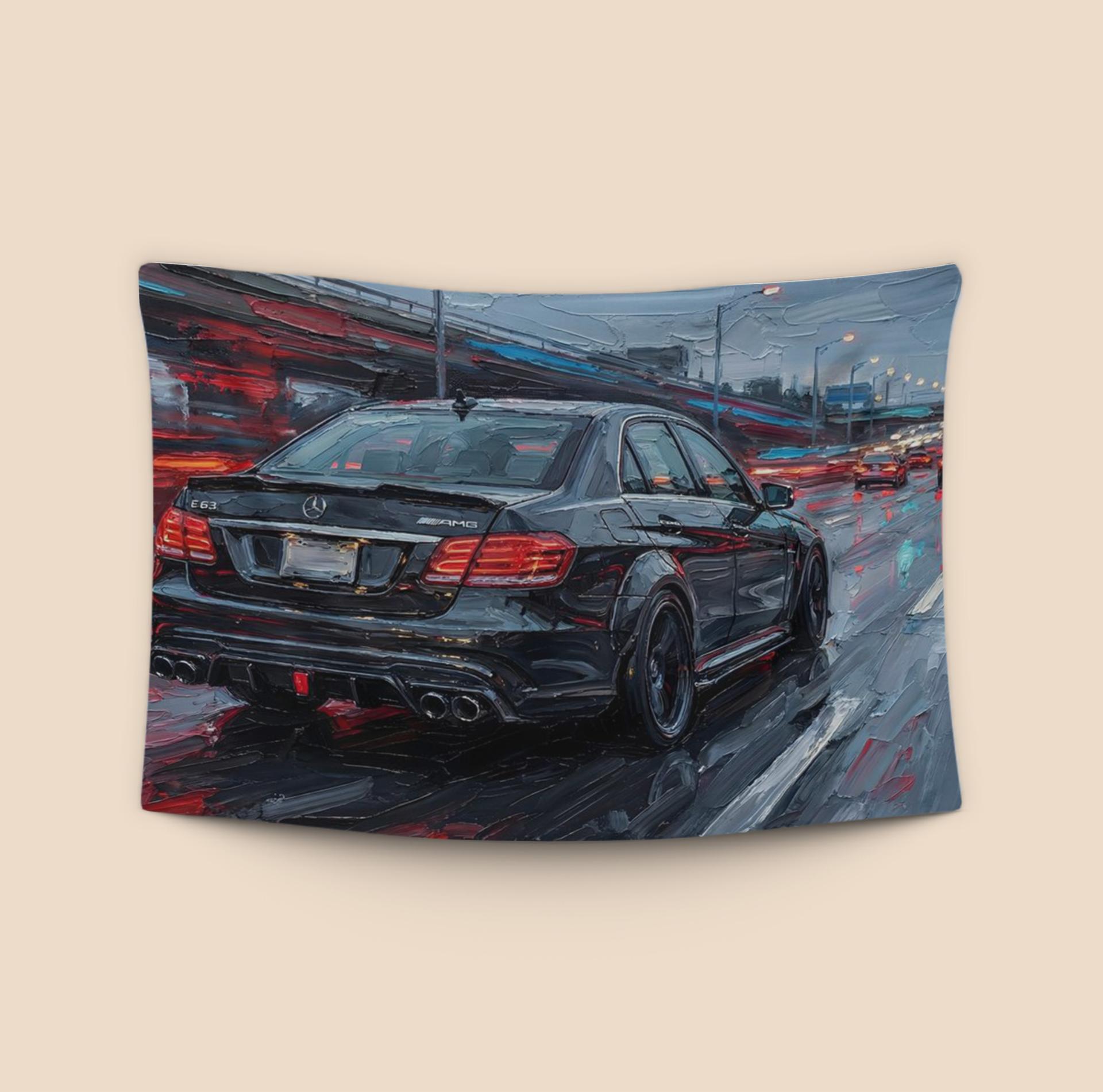 Mercedes E63 AMG Rainy Highway Impasto